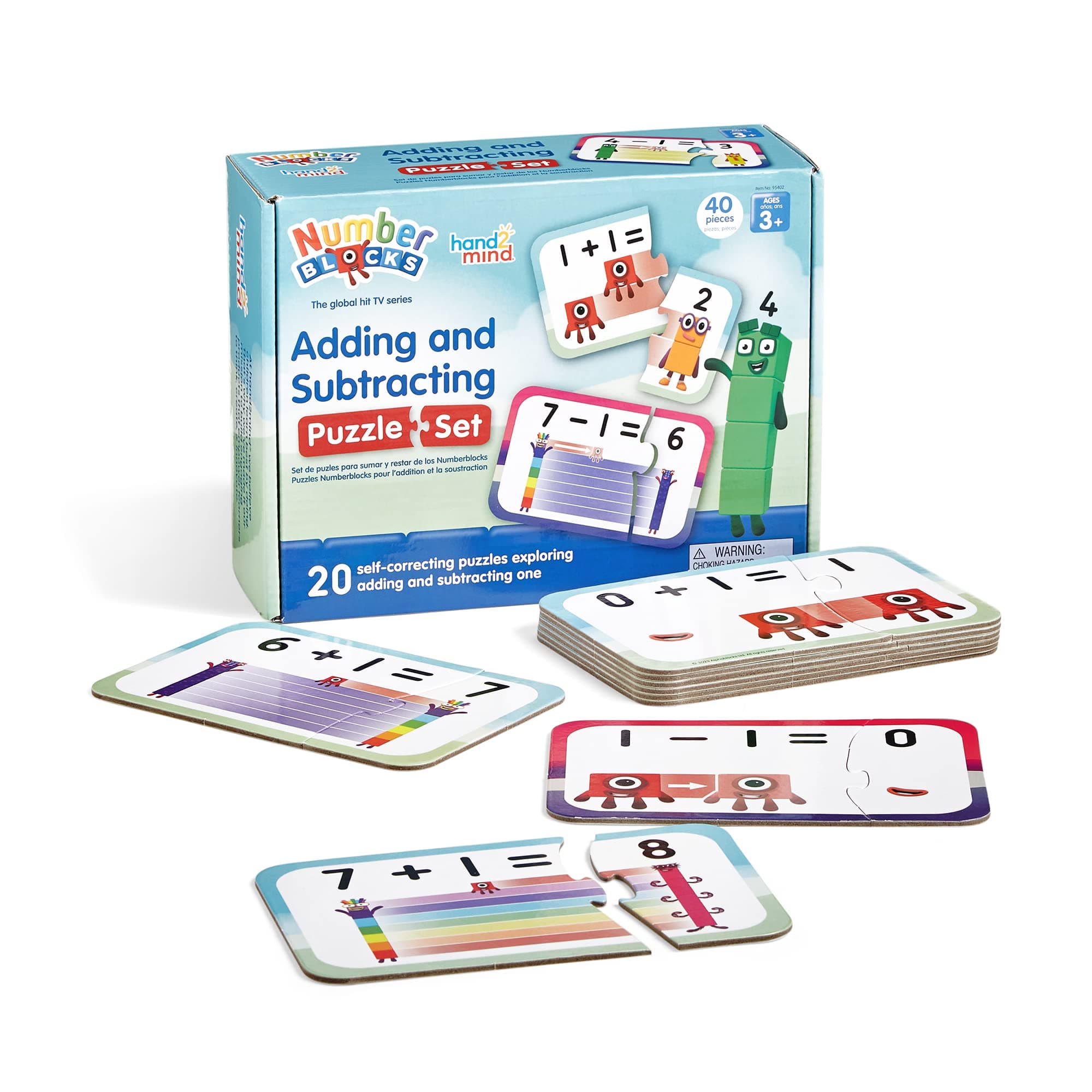hand2mind Numberblocks Adding and Subtracting Puzzle Set, Addition and Subtraction Games, Math Puzzles, Toddler Numbers and Counting Games, Kids Matching Game, Preschool Learning Activities