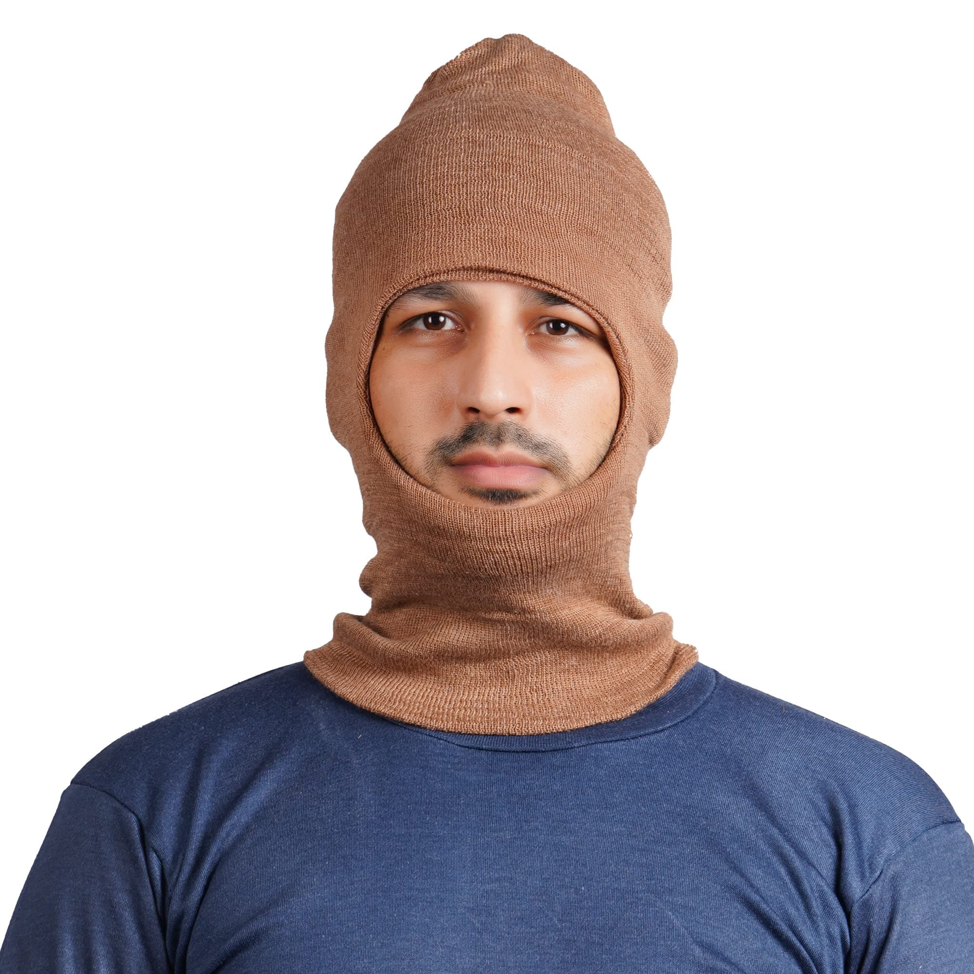 Men's Woolen Monkey Cap (Free Size) -Pack of 1, Brown, Free Size