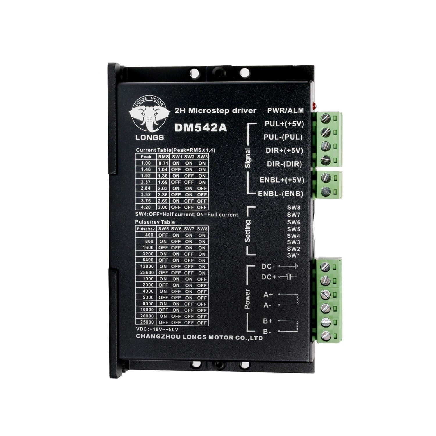 2-Phase Stepper motor driver DM542A 1.0-4.2A 18-50VDC for CNC Router