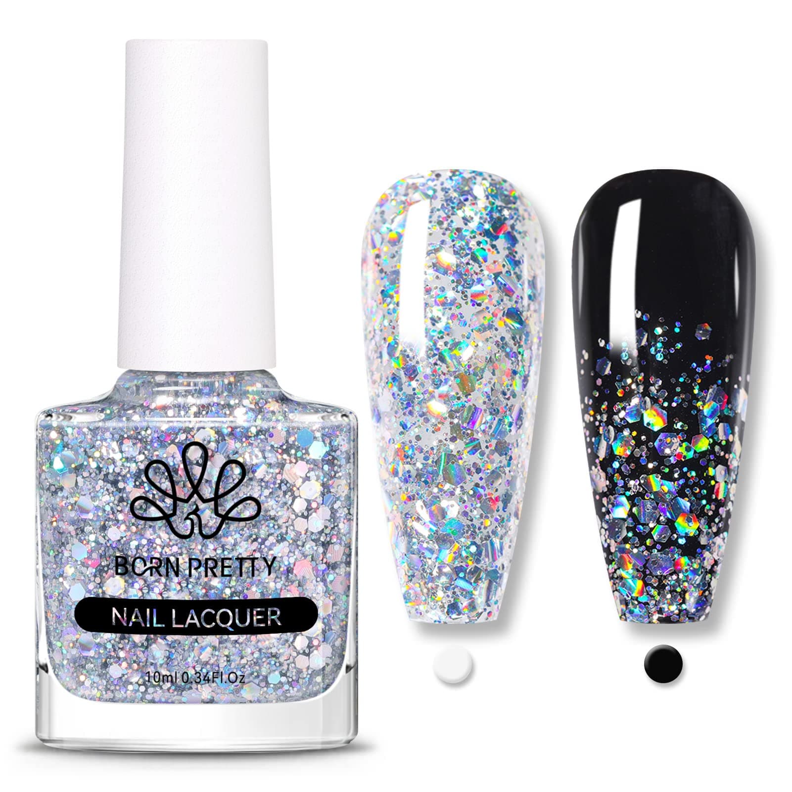 Holographic Nail Polish Silver Glitter Sequins Nail Polish 10ML