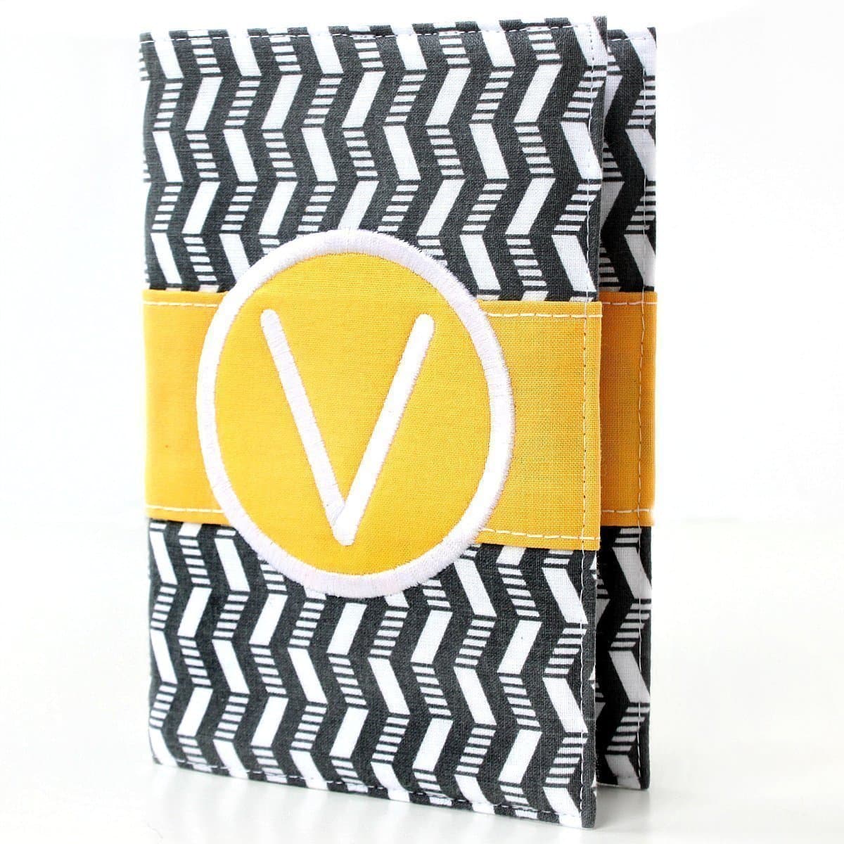Monogrammed Journal or Sketchbook with Handmade Reusable Fabric Cover - 8 Zig Zag Color Choices