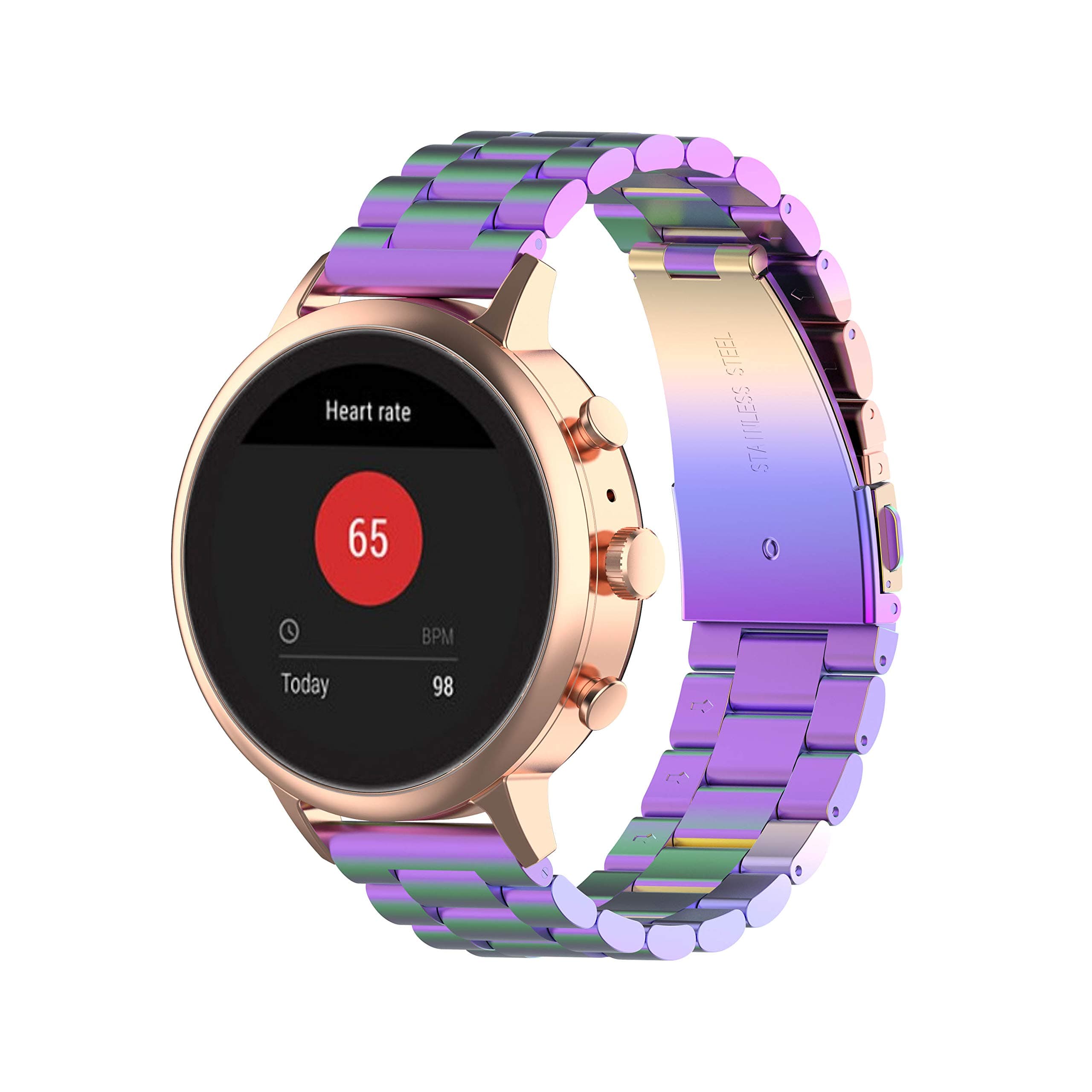 Compatible with Fossil Women‘s Gen 5E 42mm/Gen 4 Venture HR Bands 18mm Stainless Steel Metal Band Replacement Bracelet for Gen 5E 42mm/Gen 4&Gen 3 Venture HR Watch Band