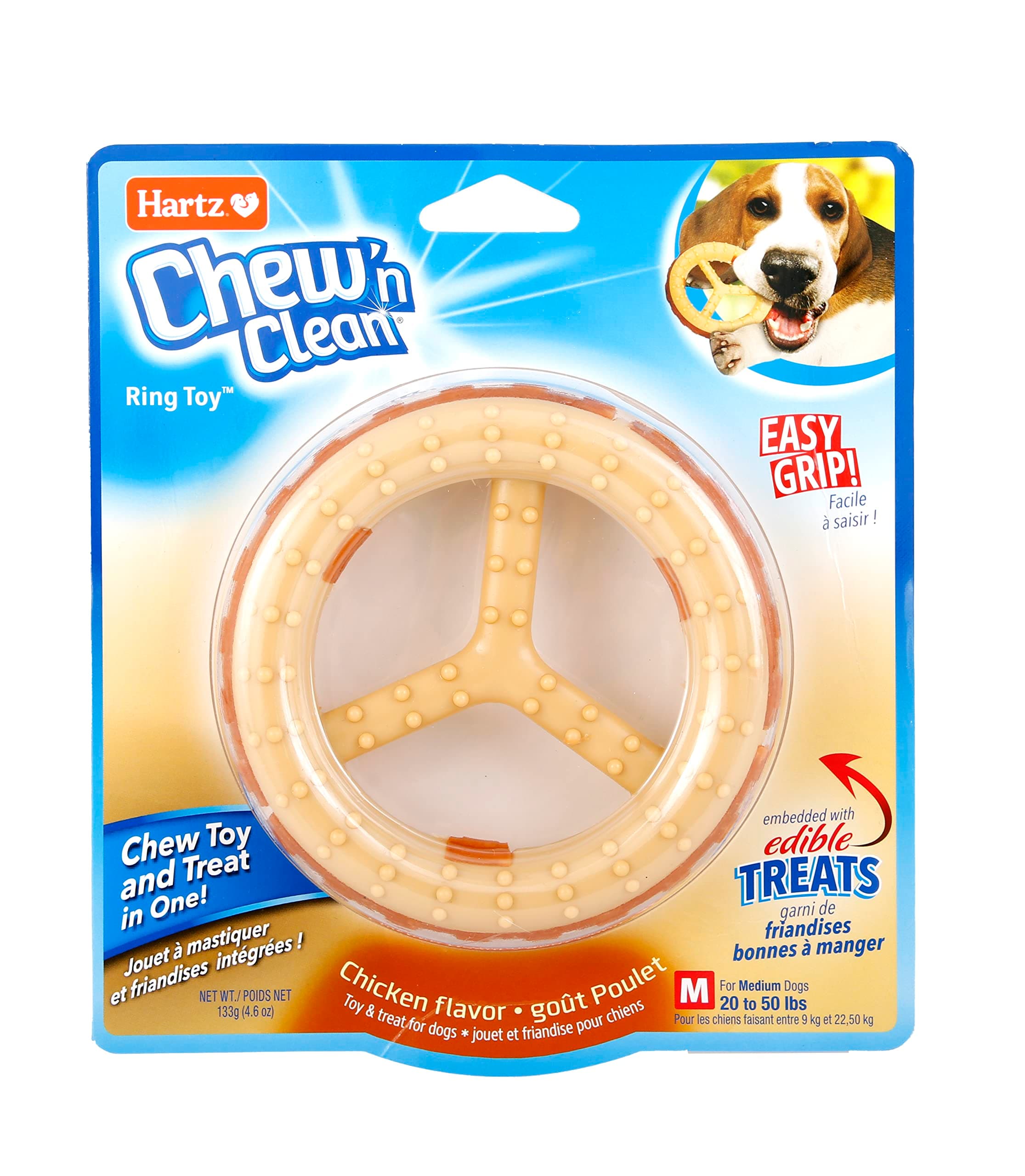 Chew ‘n Clean Chew Toy and Treat in One Chicken Flavored Ring Dog Toy, Medium