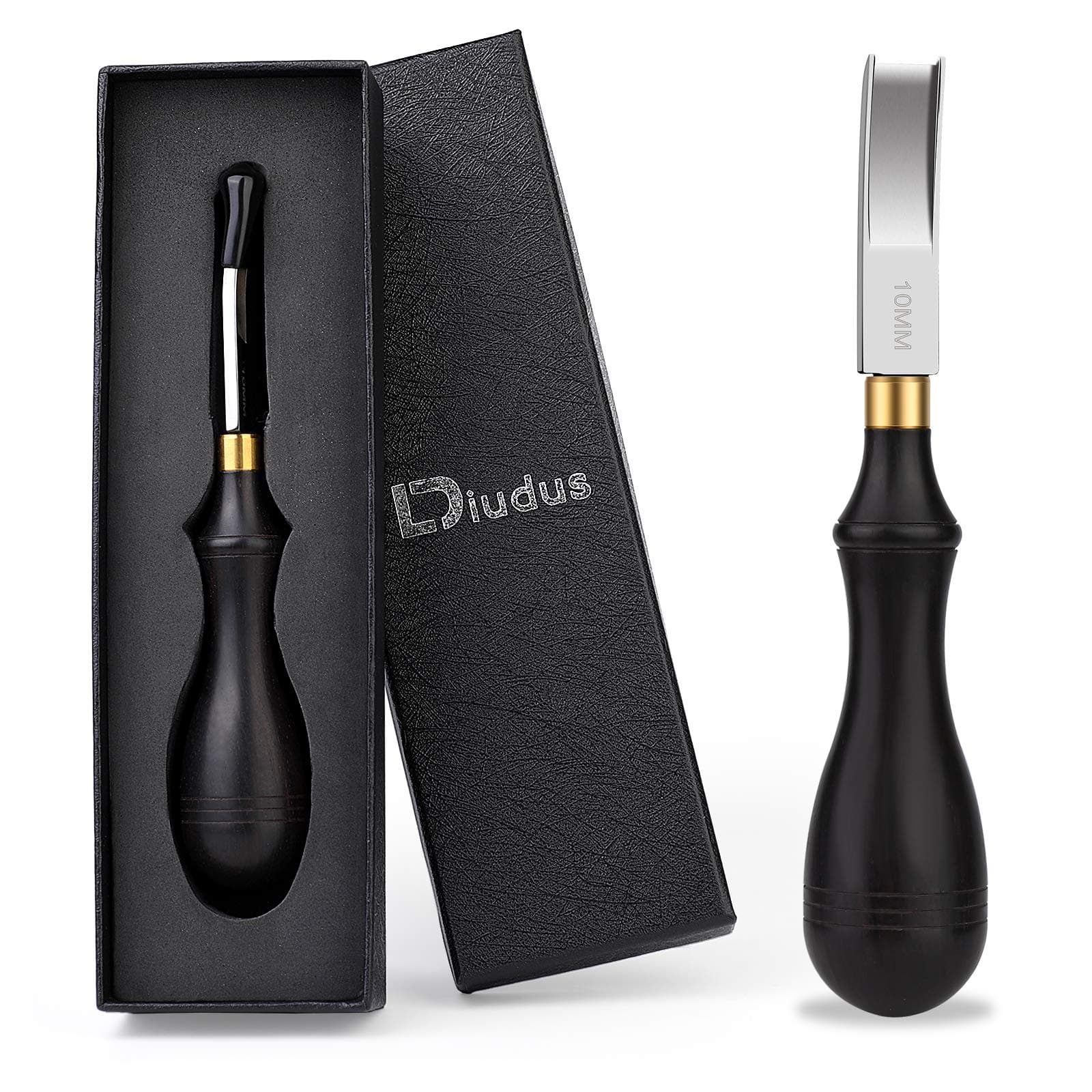 10mm Leather Edge Beveler Tool, Wide Mouth Leather Edge Beveler Skiving, Leather Edge Trimmer with Wooden Handle for DIY Leather Craft