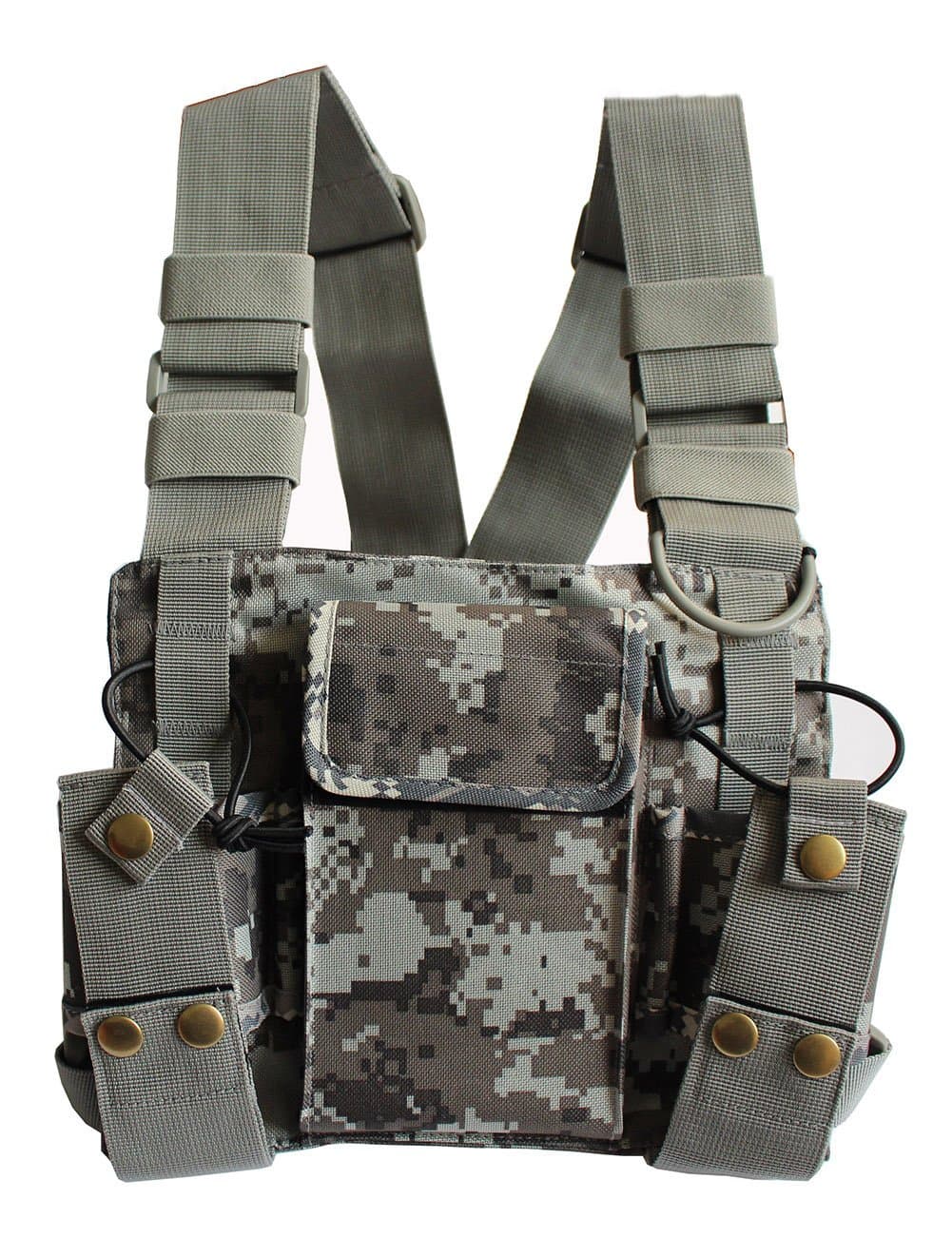 Lewong Universal Hands Free Chest Harness Bag Holster for Two Way Radio (Rescue Essentials) (Camouflage)
