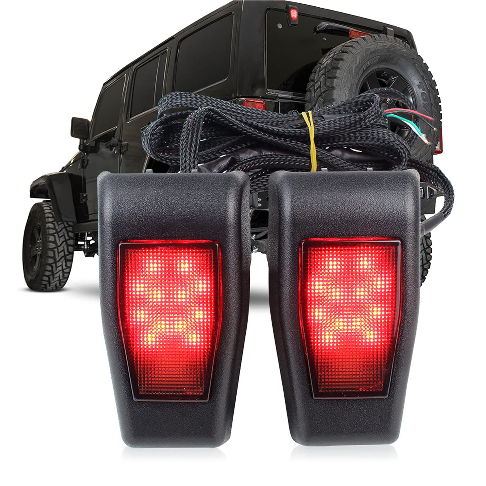 LED 3rd Brake Lights Tailgate Rear Lamp for Jeep Wrangler JK JKU 07-17 2 pcs (Red)