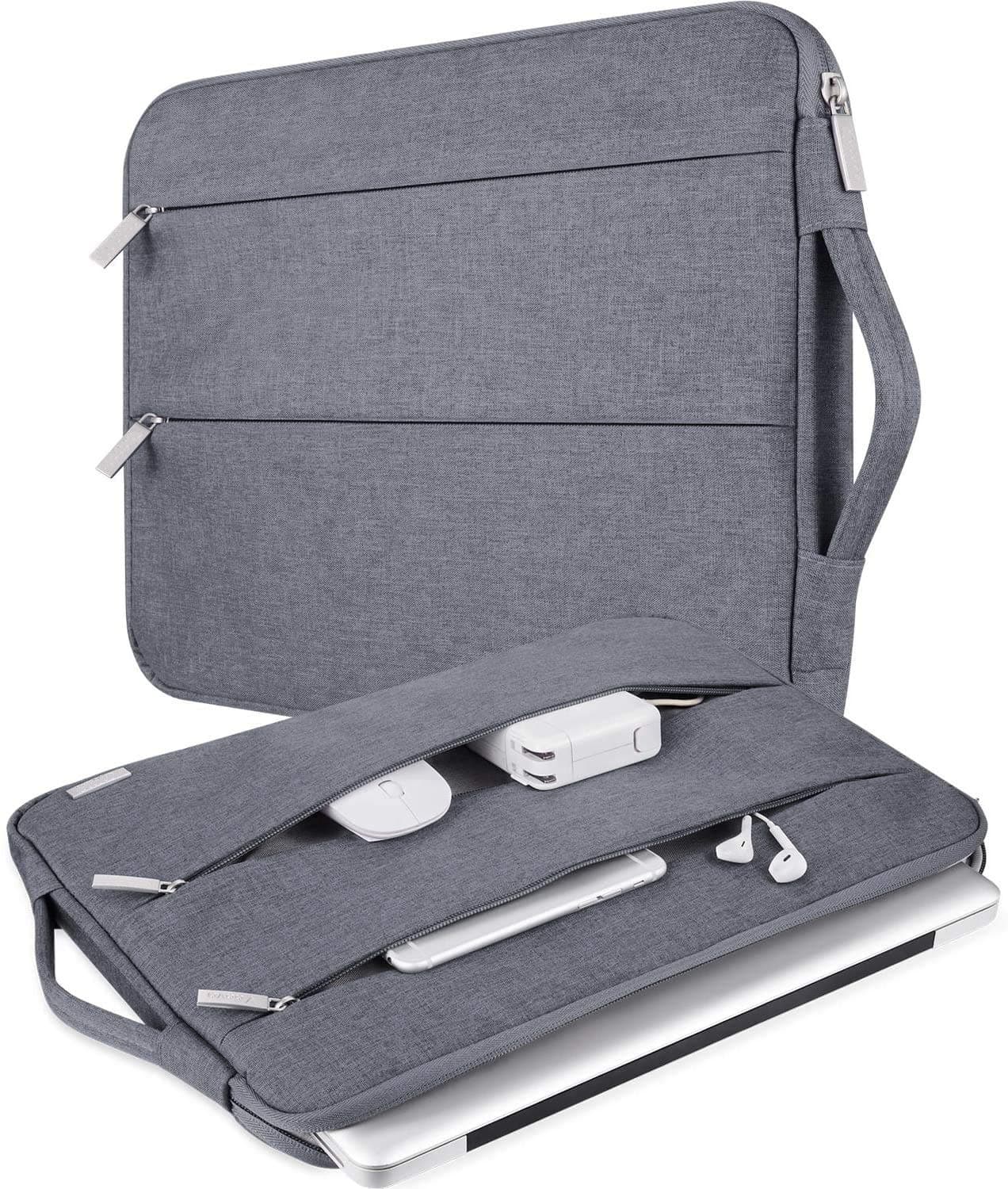 LXOICE Fabric, Nylon Sleeve with Handle for 15.6" Laptop, Grey