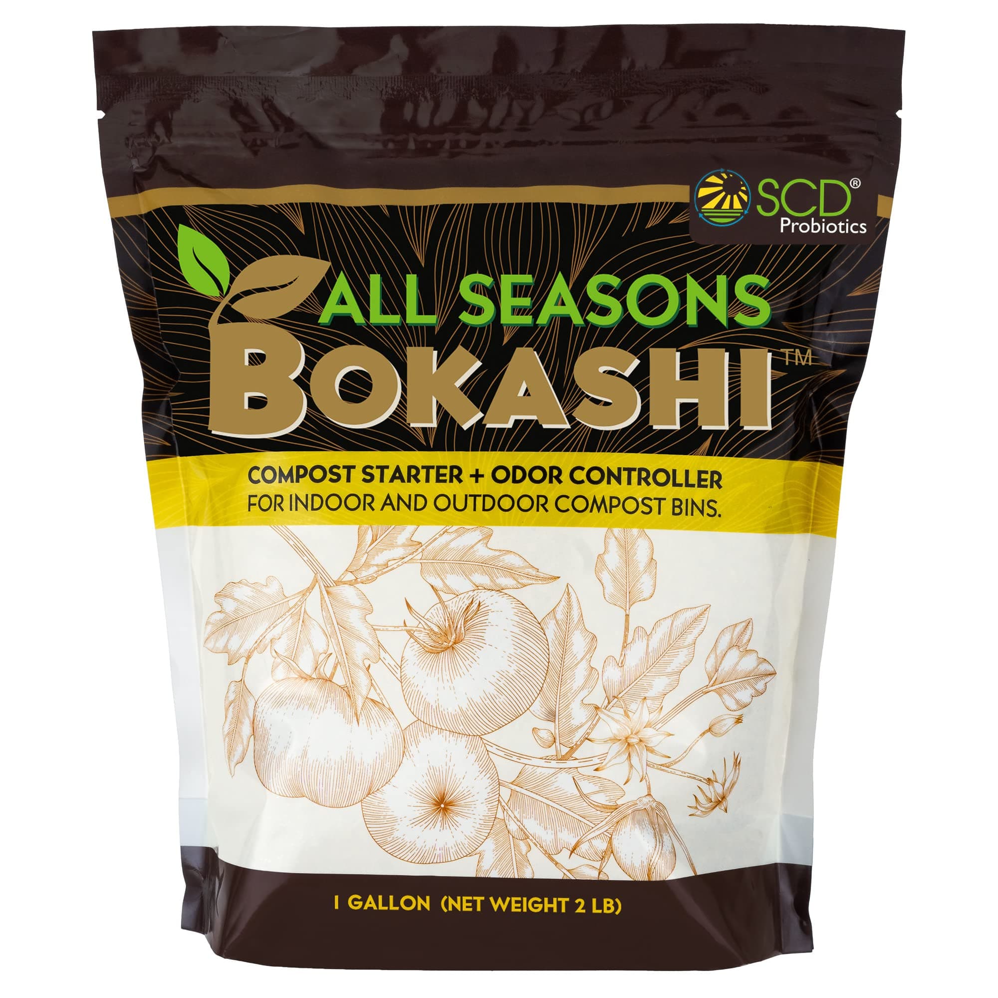 SCD Probiotics All Seasons Bokashi - Compost Starter & Microbial Inoculant - Dry Bokashi Bran for Kitchen Compost Bin - Compost Food & Pet Waste Quickly & Easily with Low Odor - 2.2 lbs