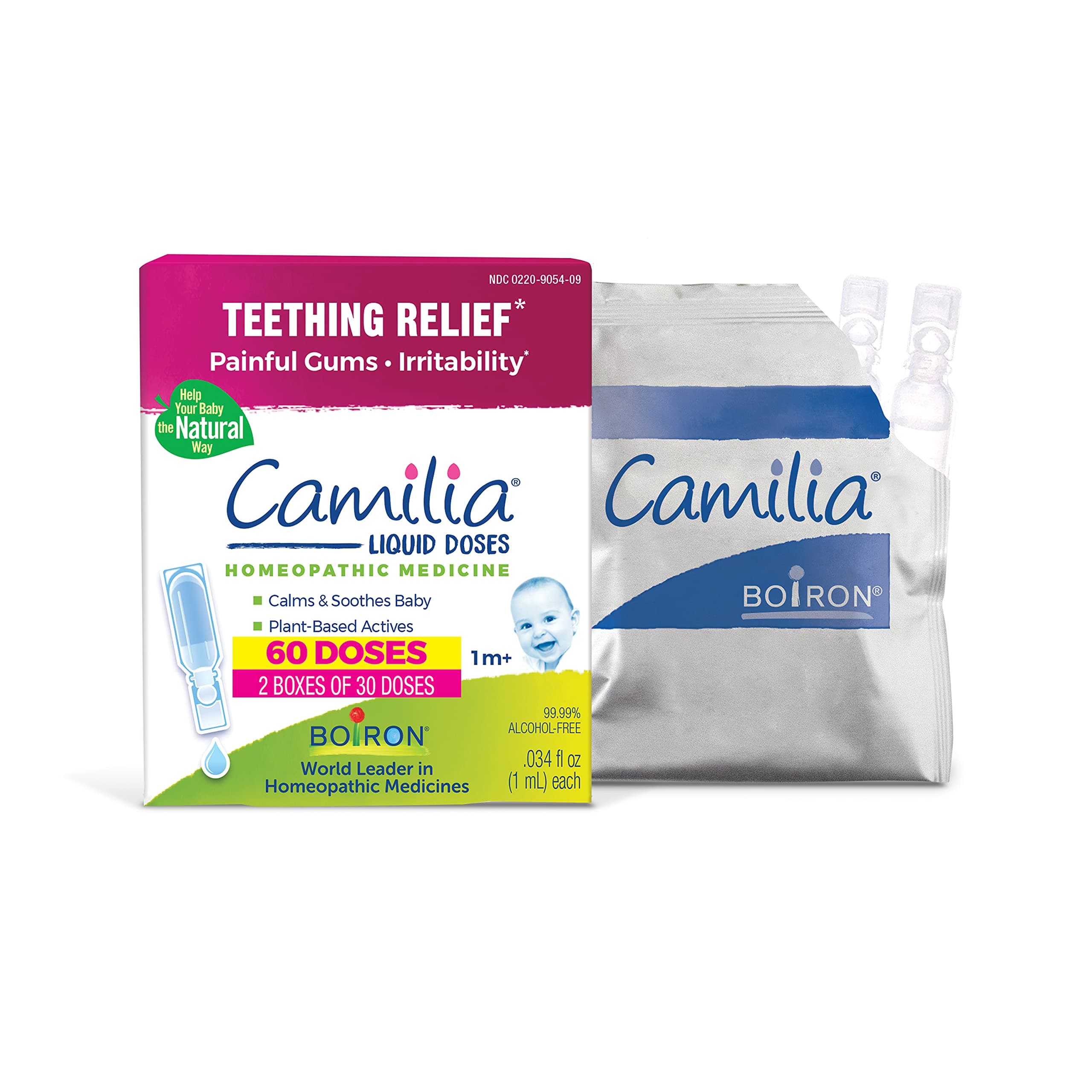 Camilia Teething Drops for Daytime and Nighttime Relief of Painful or Swollen Gums and Irritability in Babies - 60 Count
