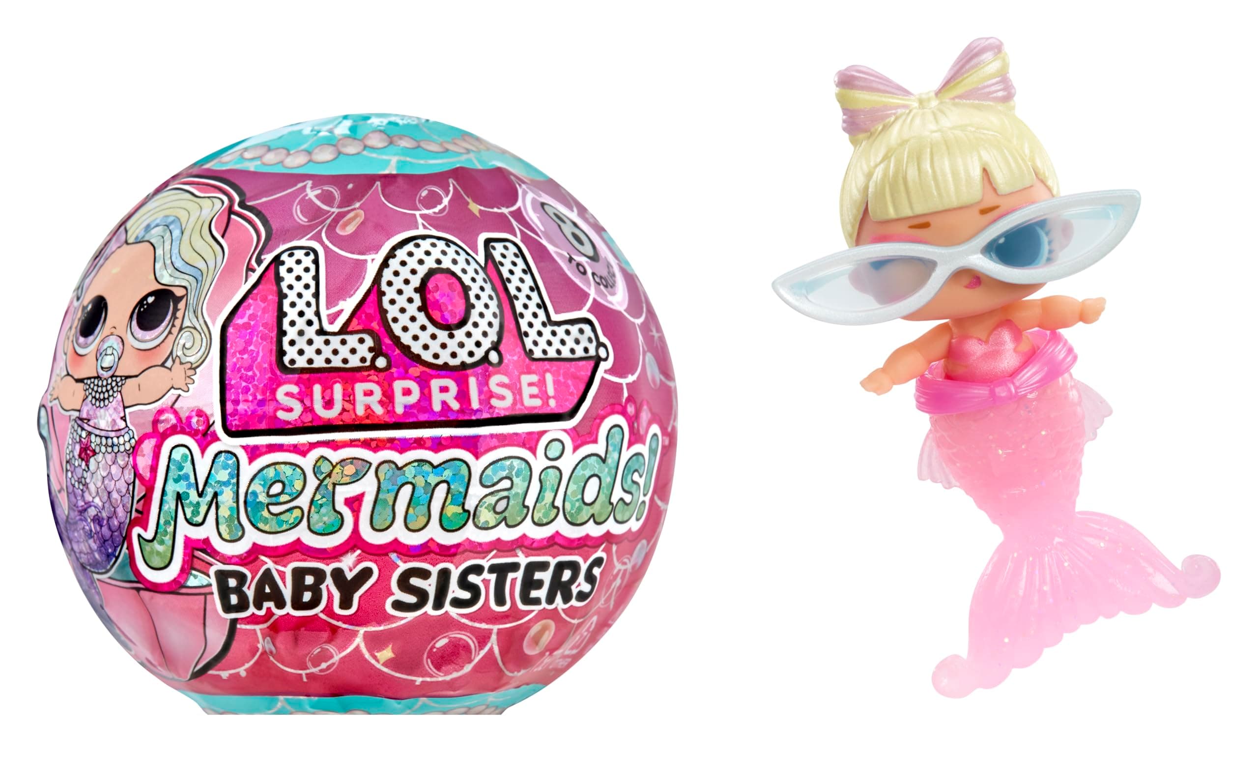 L.O.L. Surprise Age 3+! Mermaids Baby Sisters - With Colour-Changing Tails, Random Assortment, Includes 1 Doll with Cute Accessories, Collect All 8 Dolls, For Kids Ages 4 and Up, Rosa