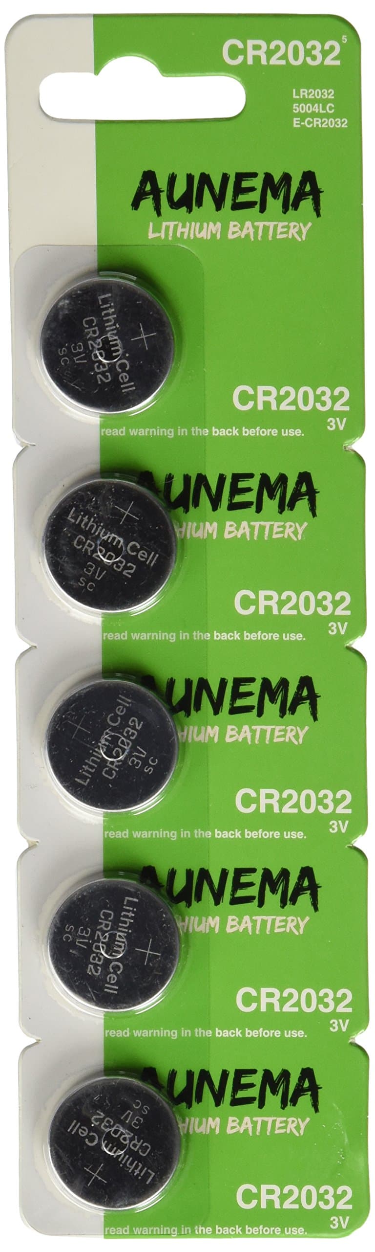 5 Pack Aunema CR2032 3 Volt Lithium Button Coin Cell Battery