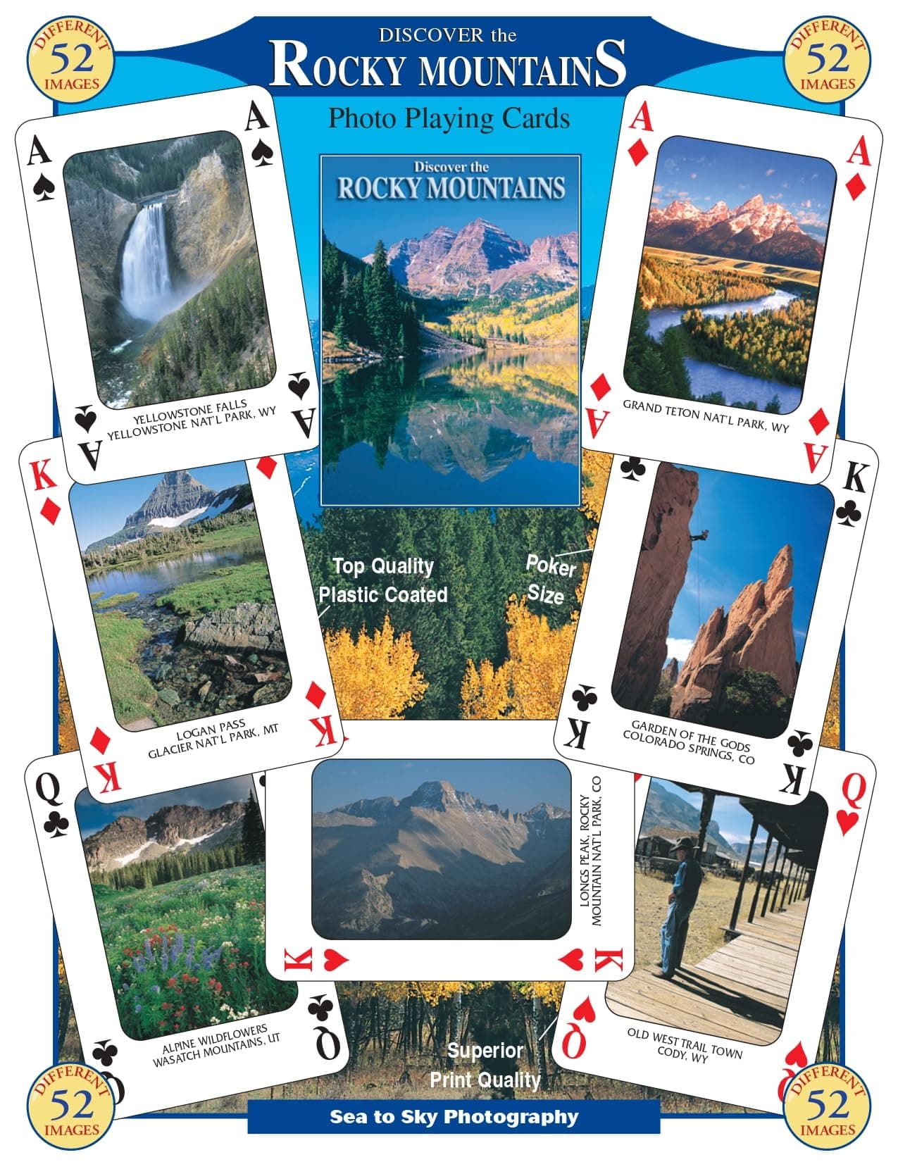 SEA and SKY Discover The Rocky Mountains Playing Cards