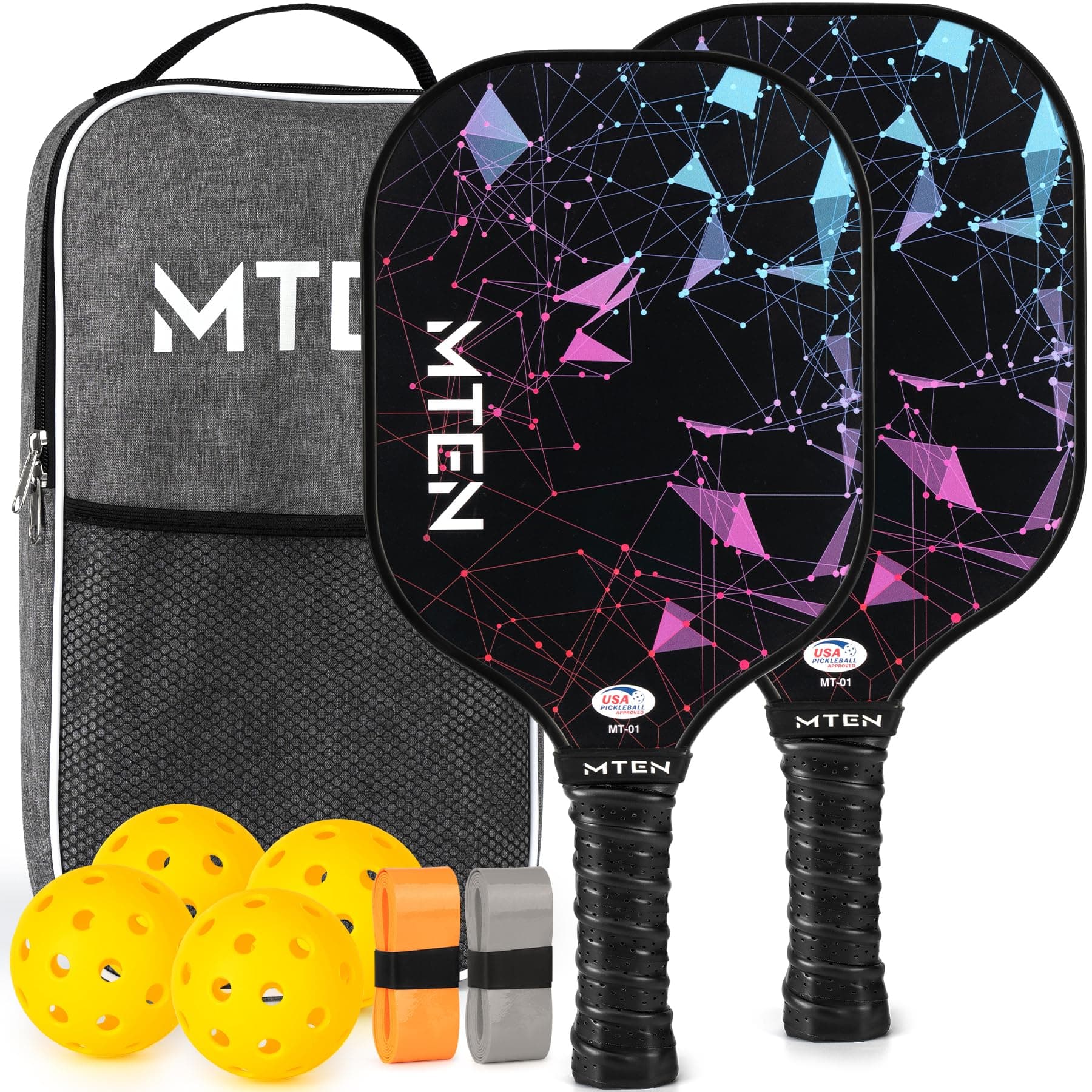 USAPA Approved Pickleball Paddles Set - Fiberglass Surface Rackets for Men and Women