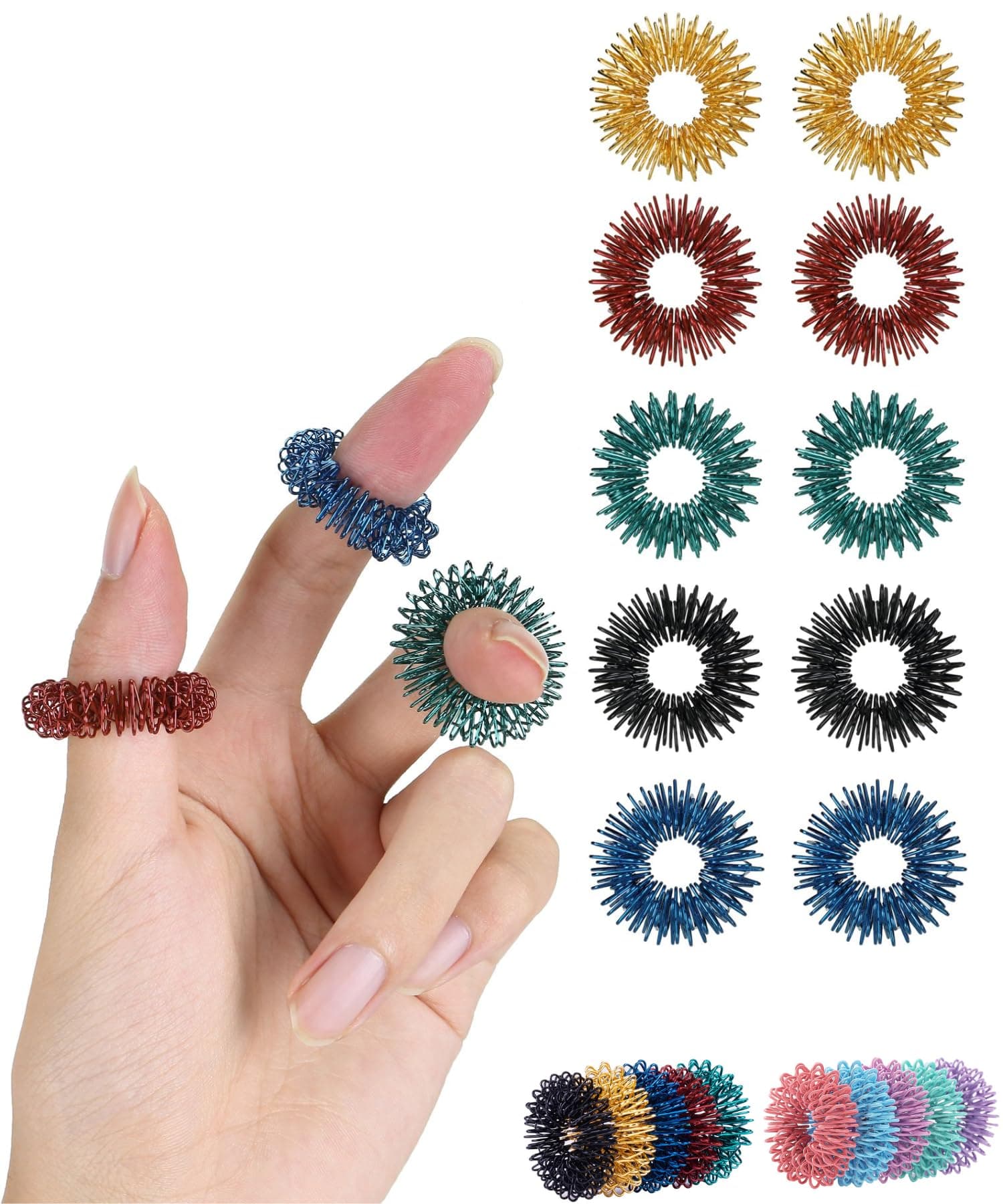 Mr. Pen- Spiky Sensory Rings, 10 Pack, Stress Relief Fidget Sensory Toys, Fidget Rings, Fidget Ring for Anxiety, Stress Relief Rings, Massager for Fidget ADHD Autism