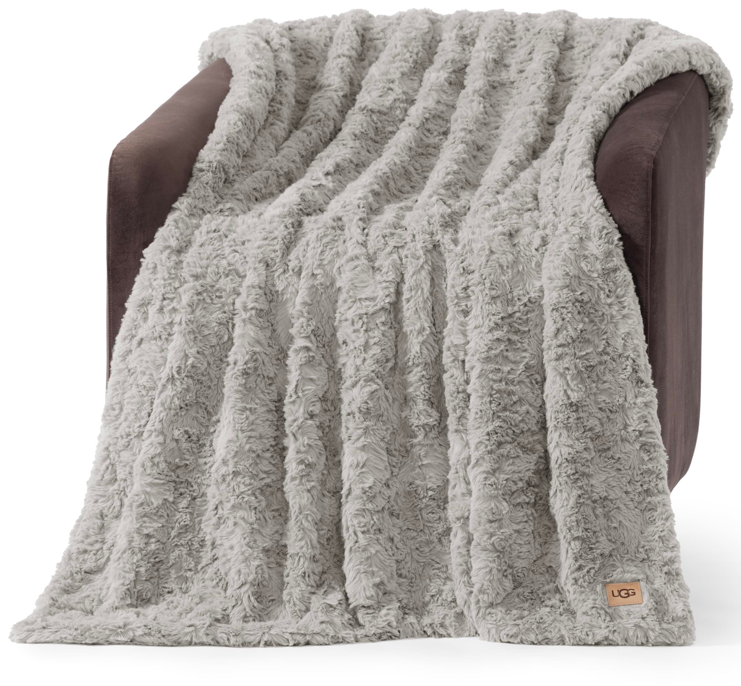 Adalee Faux Fur Throw Blanket for Couch, Cozy Fuzzy Blanket for Chair or Bed, Easy Care Reversible Fluffy Throw, Luxury Home Decor, 50-inch x 70-inch, Seal Grey