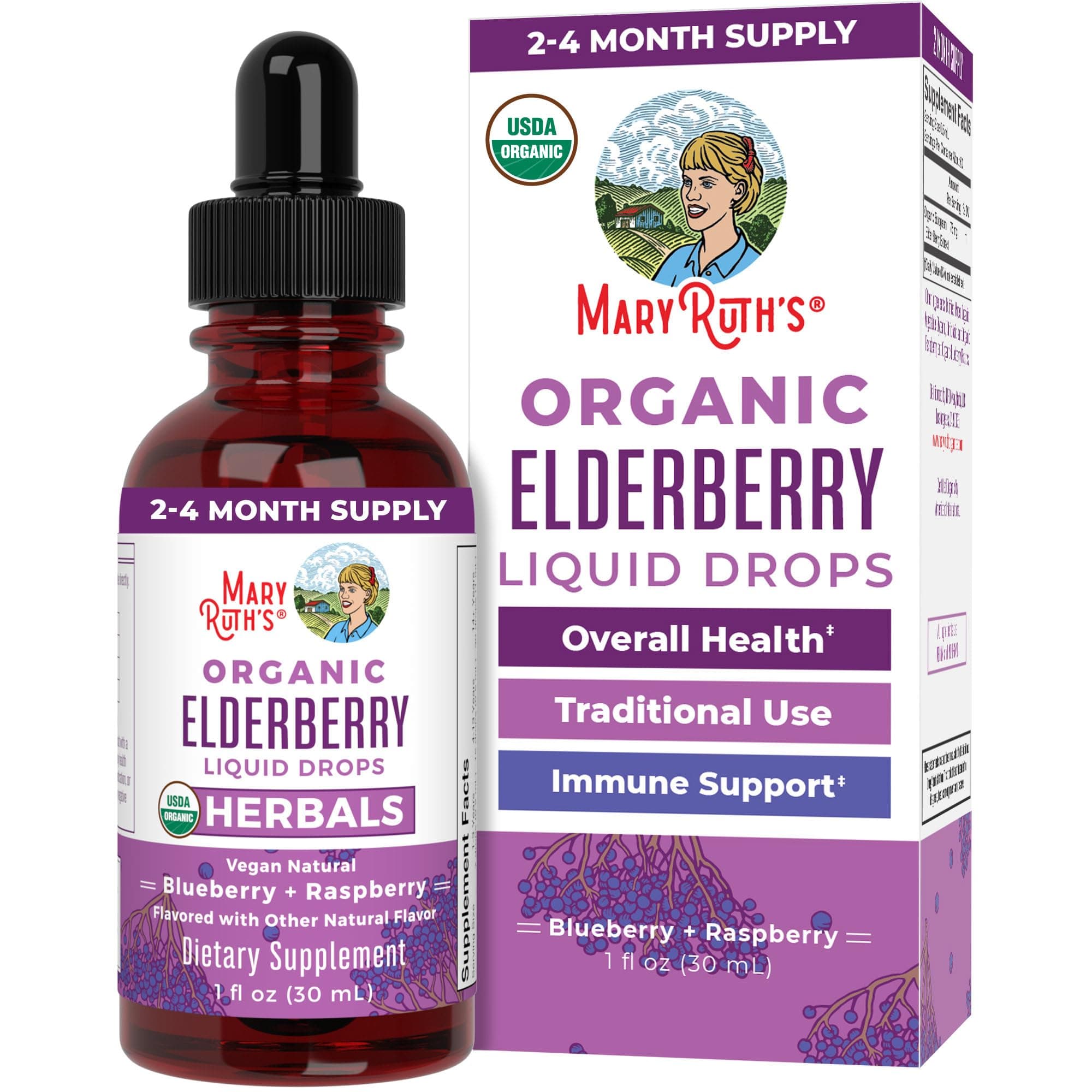 Elderberry Liquid Drops for Adults & Kids | Immune Support | Antioxidant | Overall Wellness | Elder Berry Extract | USDA Organic | Sugar Free | Vegan | Non-GMO | Gluten Free | 1 Fl Oz
