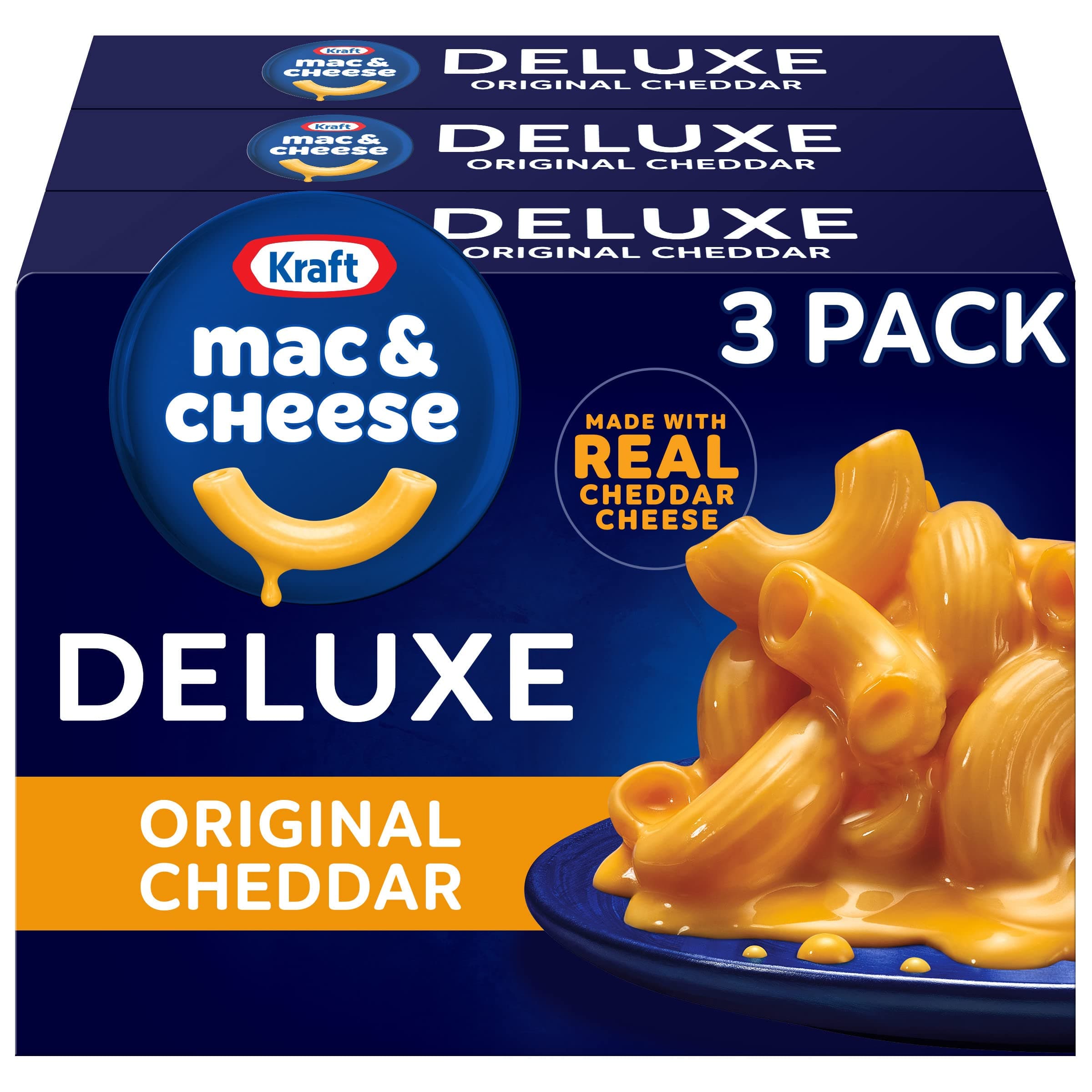 Kraft Deluxe Original Cheddar Macaroni & Cheese Dinner (14 oz Box) (3-Pack)