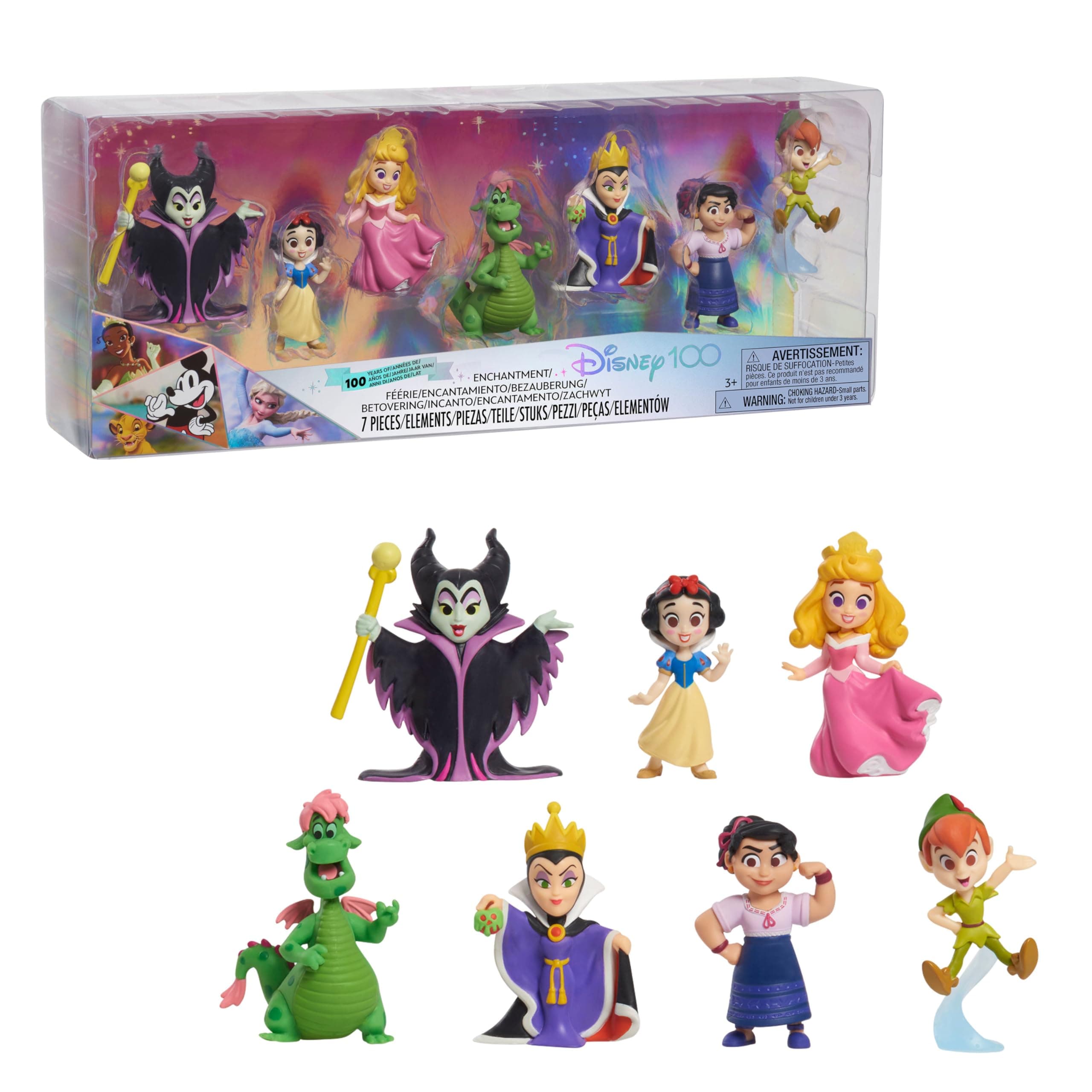 – Just Play Disney100 Years of Enchantment Celebration Collection Limited Edition 7-piece Figure Pack, Officially Licensed Kids Toys for Ages 3 Up