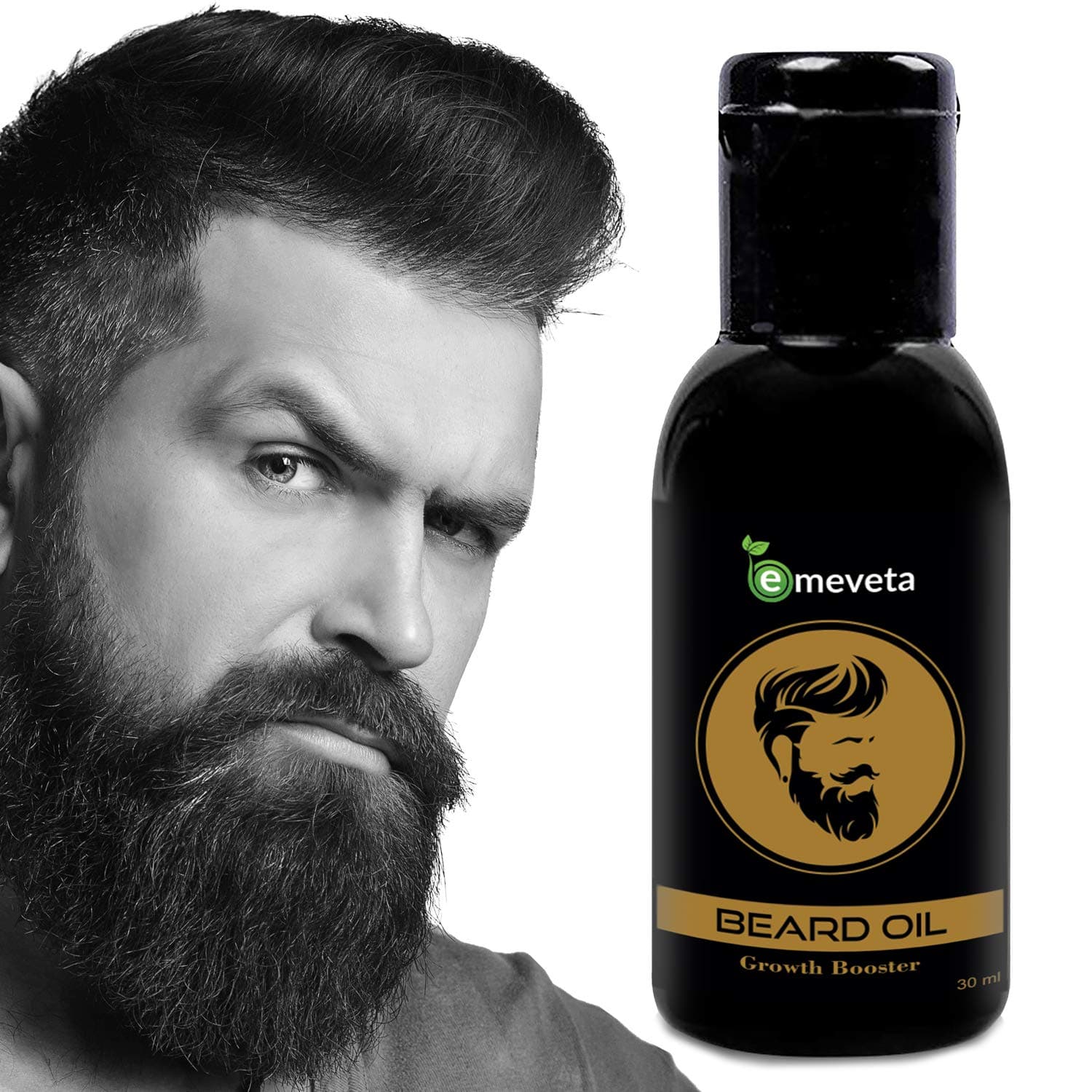 Emeveta Beard oil Growth booster from Emeveta for Longer and Thicker Beard and Moustache for Men 30 ml