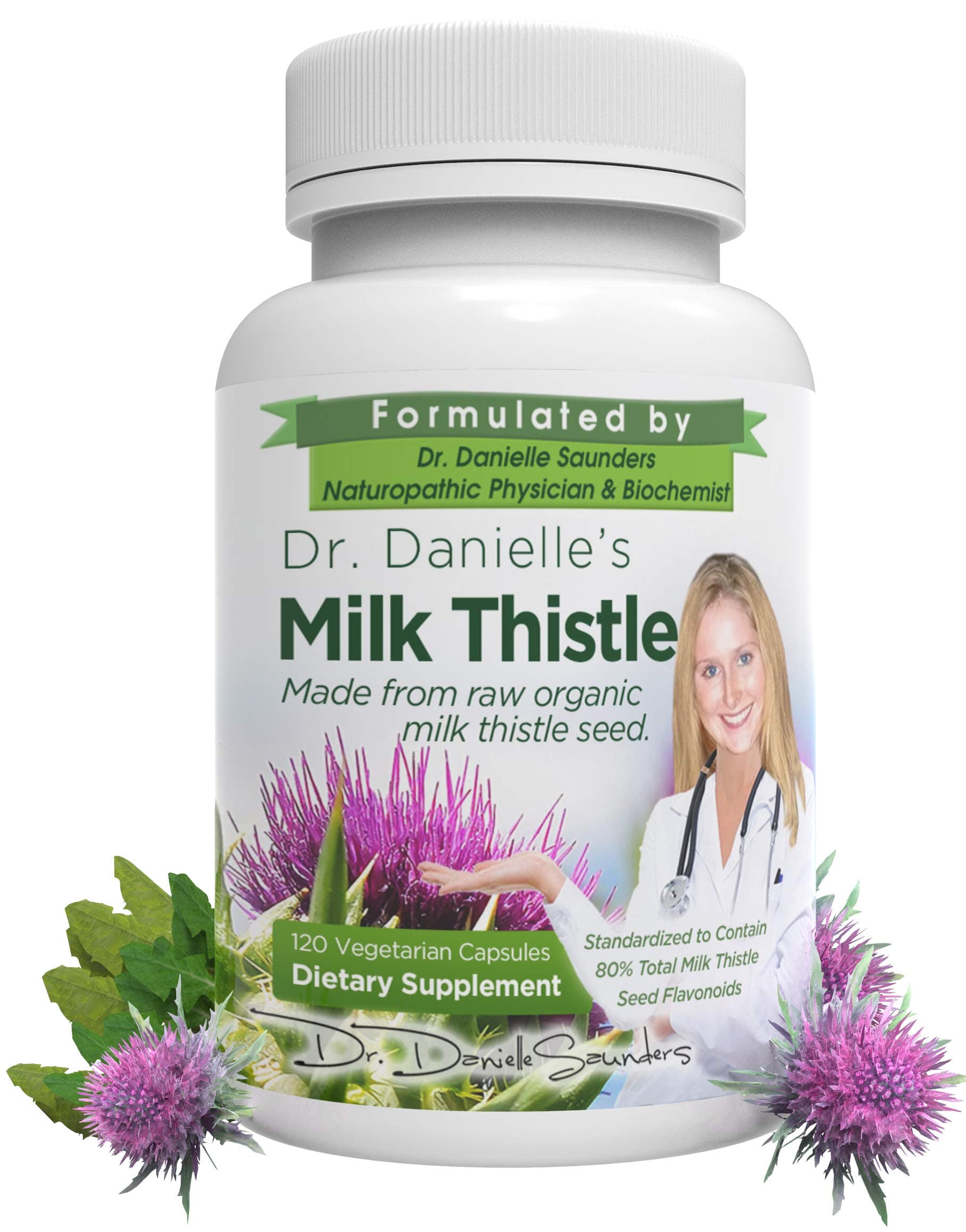 Doctor Danielle Dr. Danielle Organic Milk Thistle 30:1 Extract, Standardized to Contain 80% Total Flavonoids, Natural Silymarin Organic Silybum marianum Product from, 120 Count Bottle