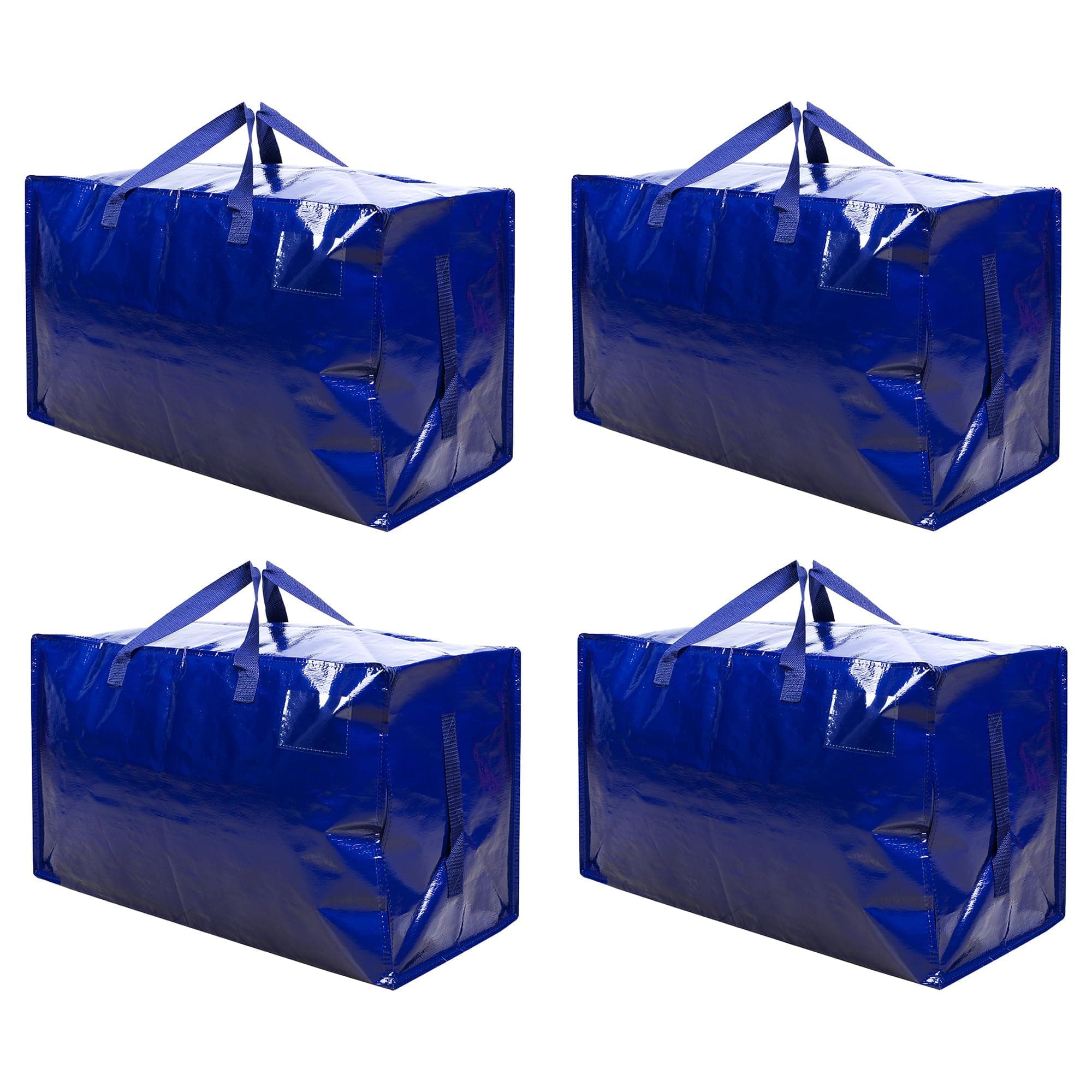 4 Pack Extra Large Heavy Duty Moving Bags with Wide Opening & Reinforced Handles, Reusable Storage Tote Bags with Strong Zippers for Clothes, College Dorm Essentials & Moving Supplies