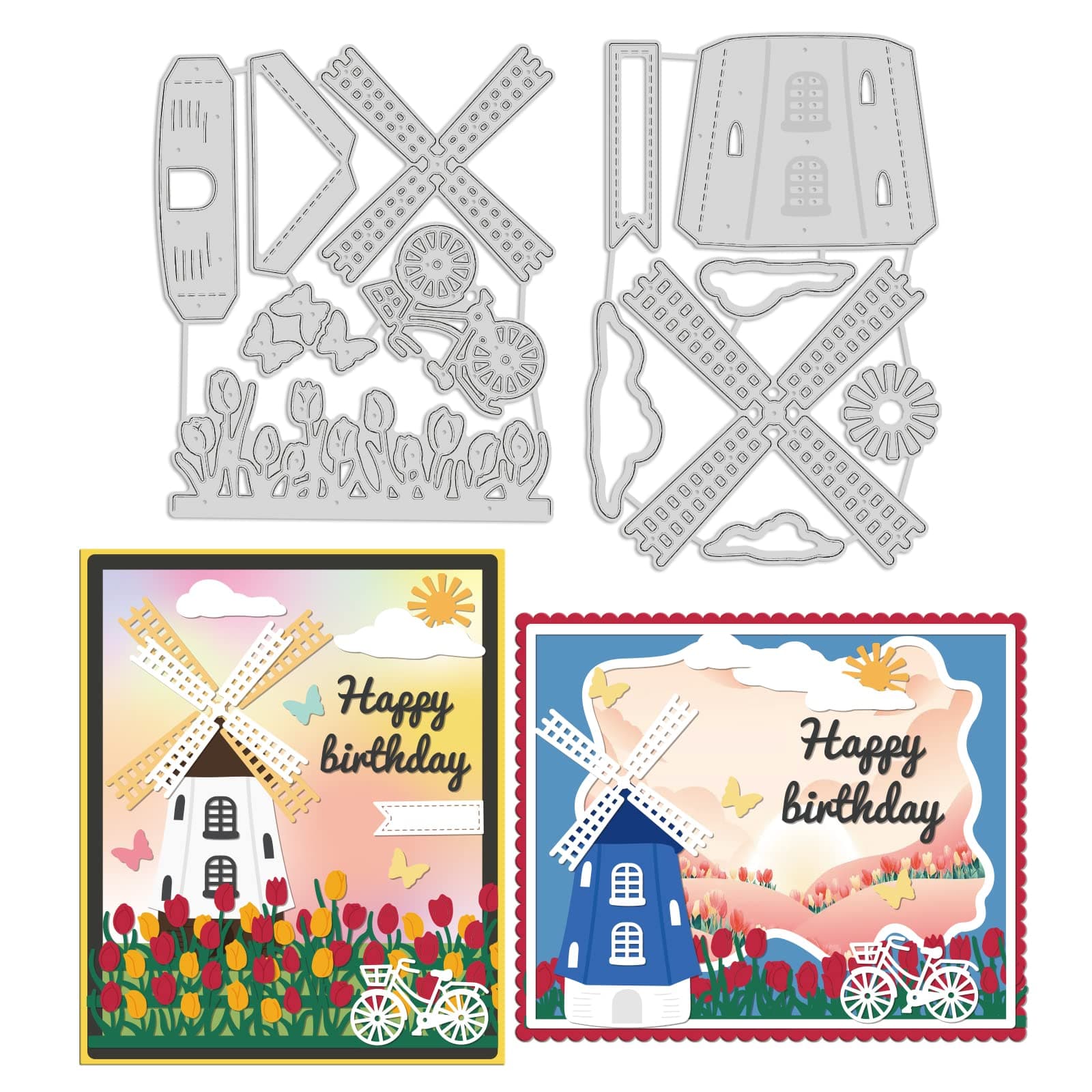 INFUNLY Windmill Die Cut Bicycle Metal Cutting Die for Card Making Farmhouse ...