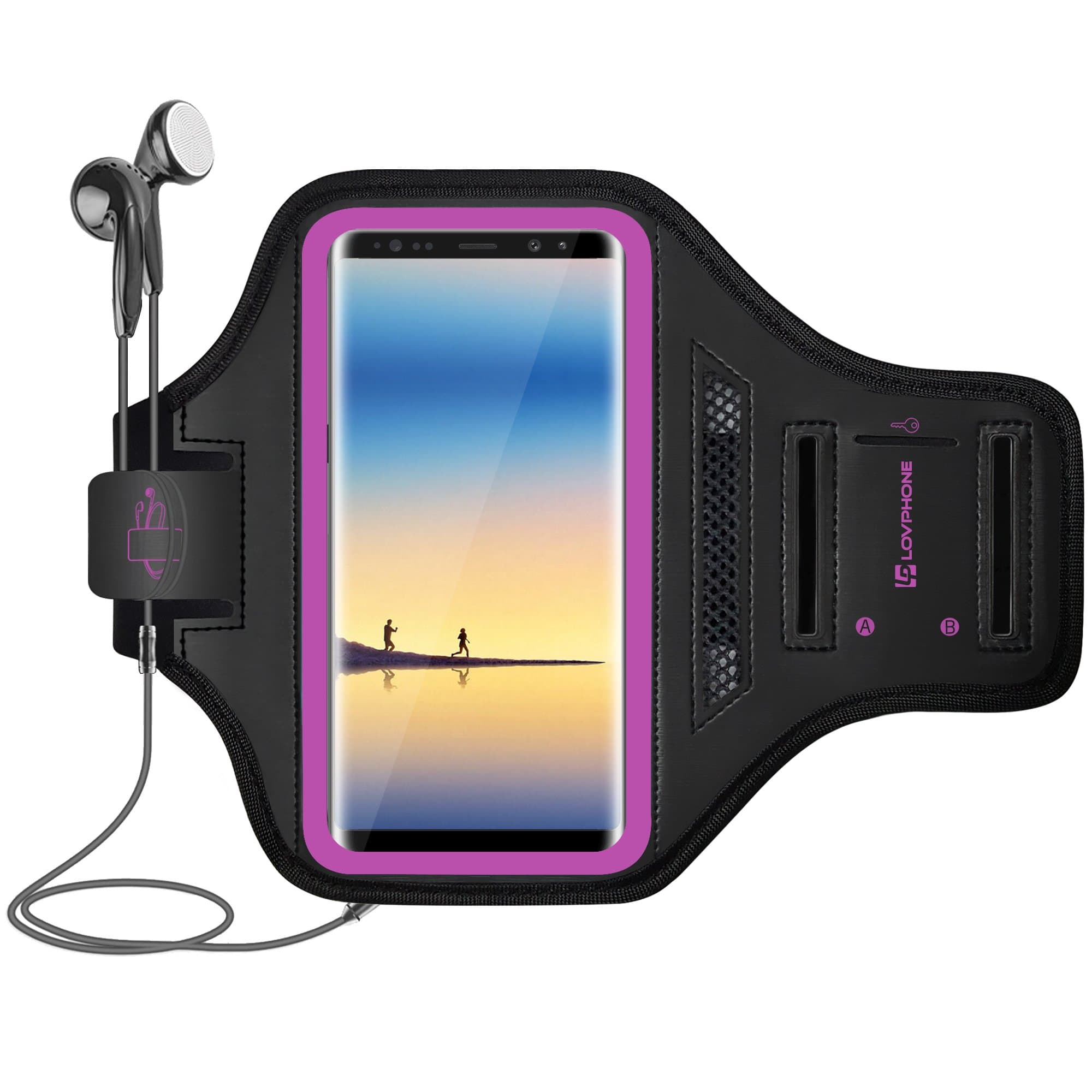 iPhone 14/13/12 Pro Max/iPhone 14 Max/Samsung Galaxy Note 20/10/9/8/S8/S9/S10 Plus Armband,LOVPHONE Sport Running Exercise Gym Sportband Case with Key Holder & Card Slot,Sweat-proof (Rosy)