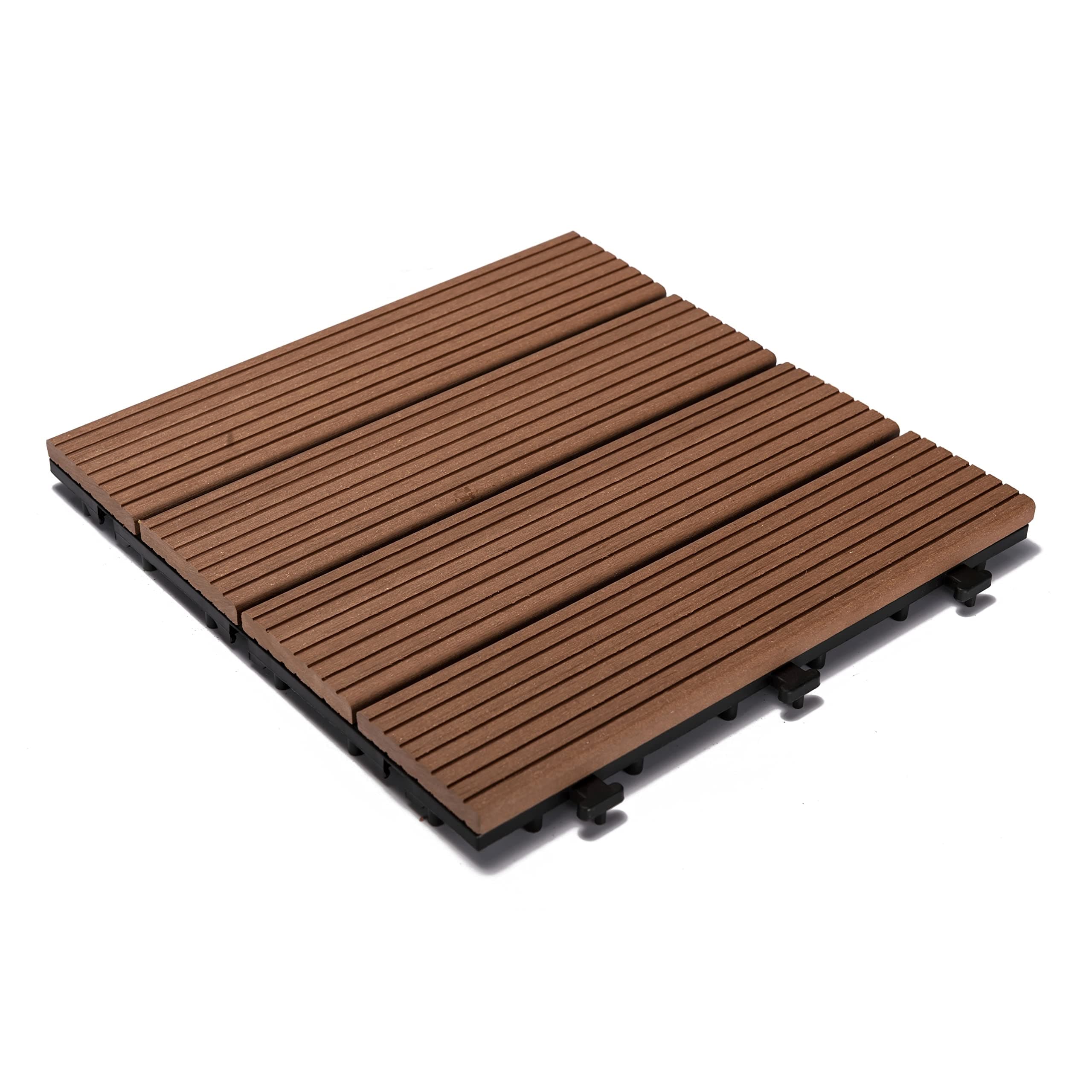 Courtyard Casual 5120 Outdoor Deck Tiles, 12" x 12", Brown, 9 Count