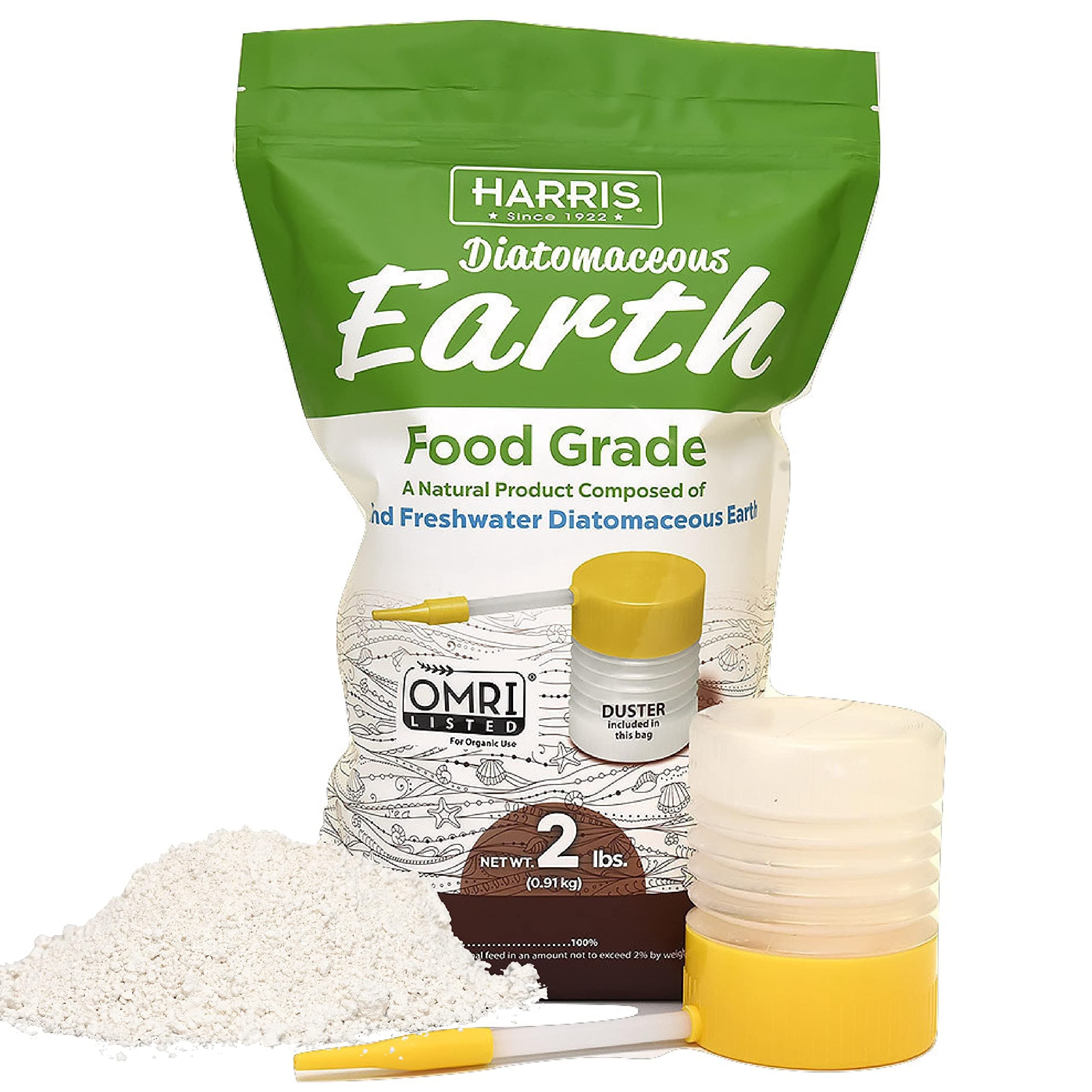 Harris Diatomaceous Earth Food Grade, 2lb with Powder Duster