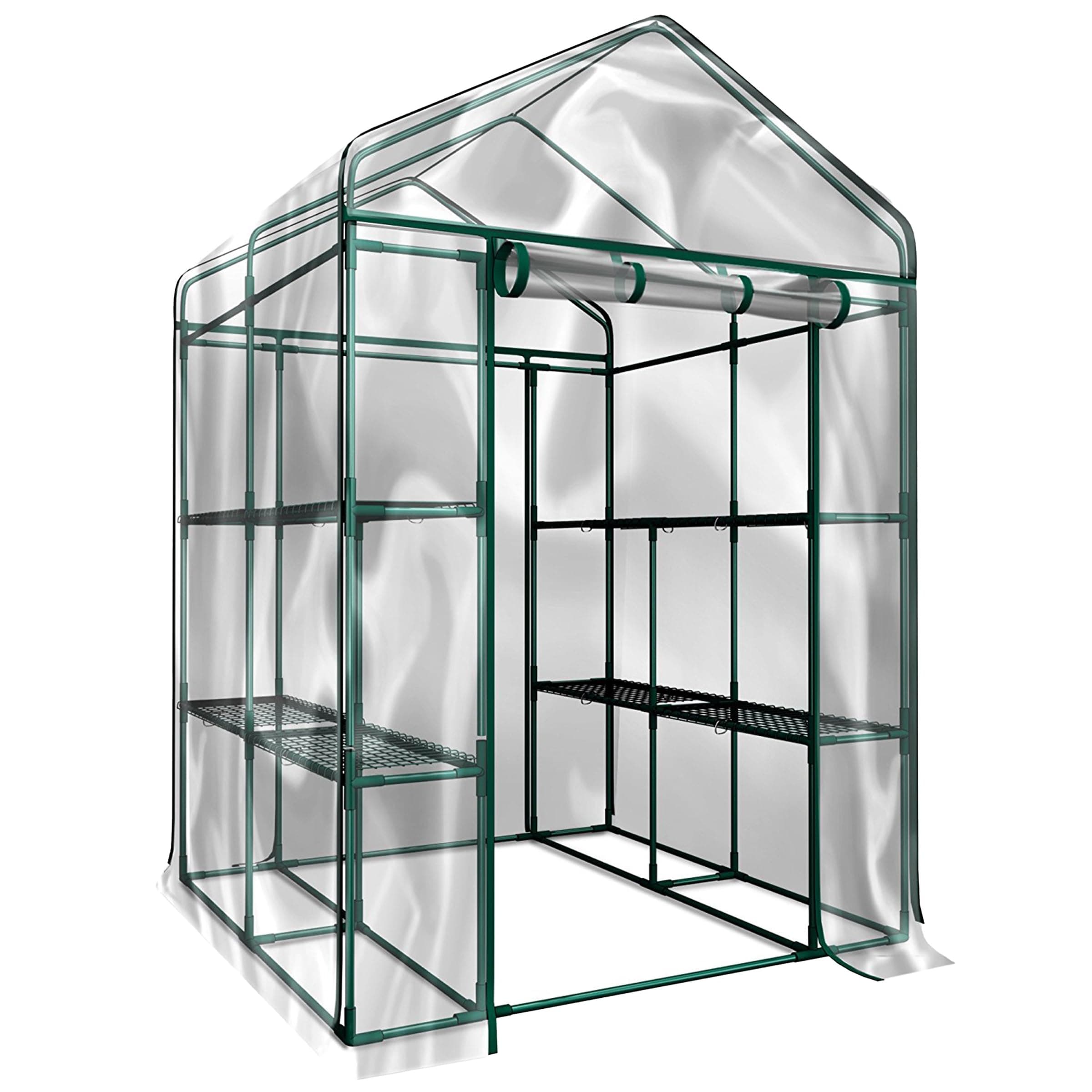 Greenhouse - Walk in Greenhouse with 8 Sturdy Shelves and PVC Cover for Indoor or Outdoor Use - 56 x 56 x 76-Inch Green House by Pure Garden