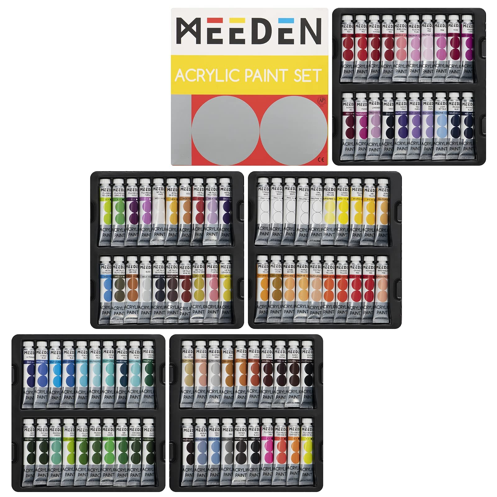 MEEDEN Heavy Body Acrylic Paint Sets - 100 Colors Acrylic Paint Tubes - Non-toxic 0.41 fl Oz /12ml Paints Set for Adults, Beginners