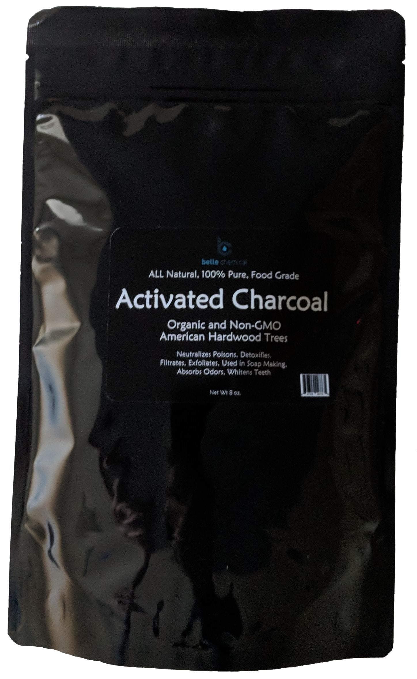 Organic and Non-GMO American Hardwood Activated Charcoal - Pure 100% Hardwood Activated Charcoal Powder - FCC and NSF for food and water (8oz Bag)