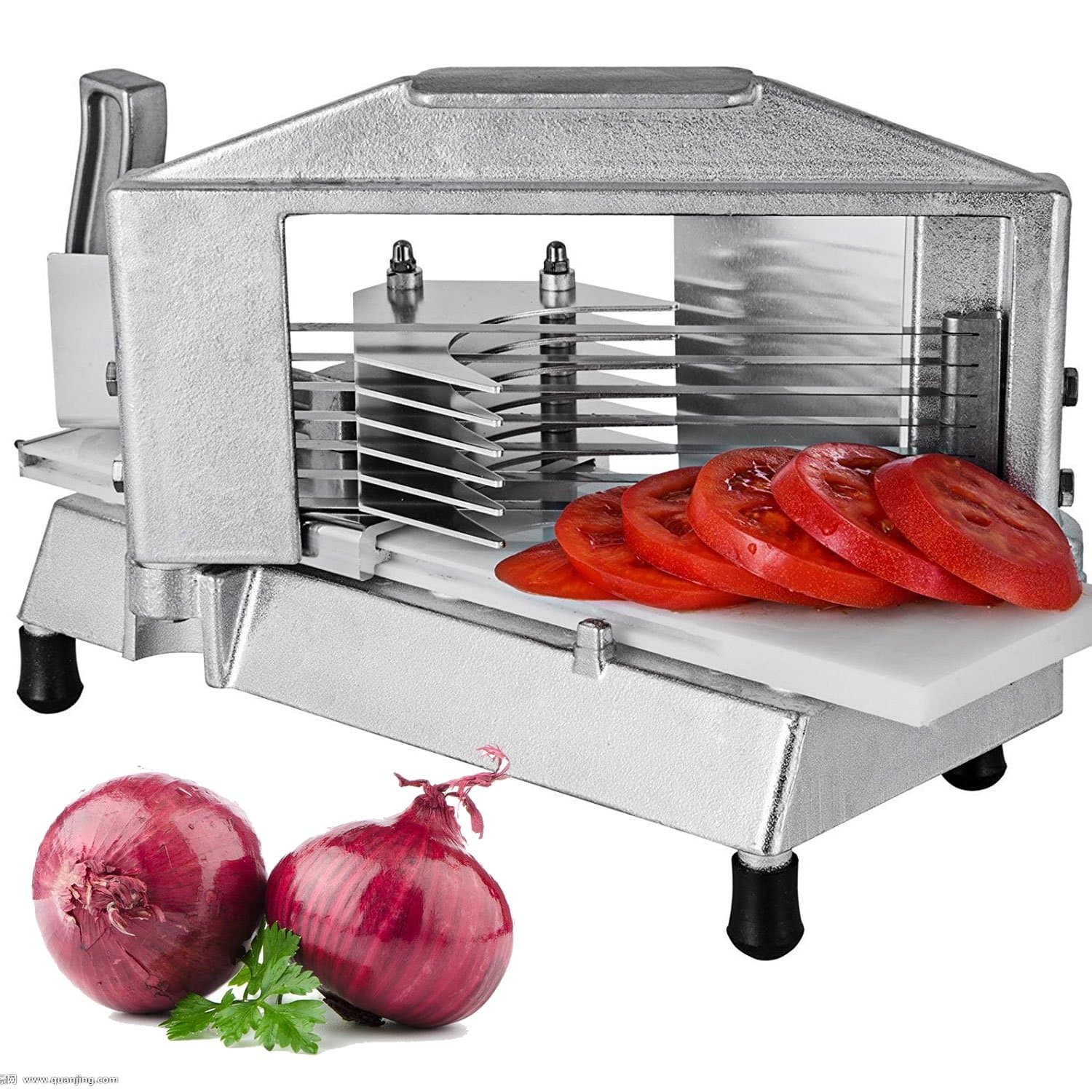 Commercial Tomato Slicer 3/16 inch Heavy Duty Tomato Slicer Tomato Cutter with Built-in Cutting Board for Restaurant or Home Use (3/16 inch)
