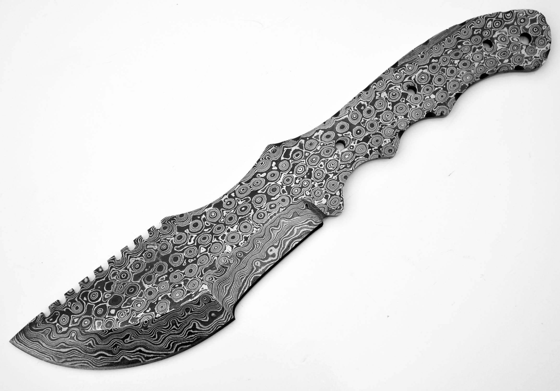 Whole Earth SupplyDamascus Tracker Hunting Knife Blade Blank for Knifemaking (Damascus (Raindrop), 5.875 inches)