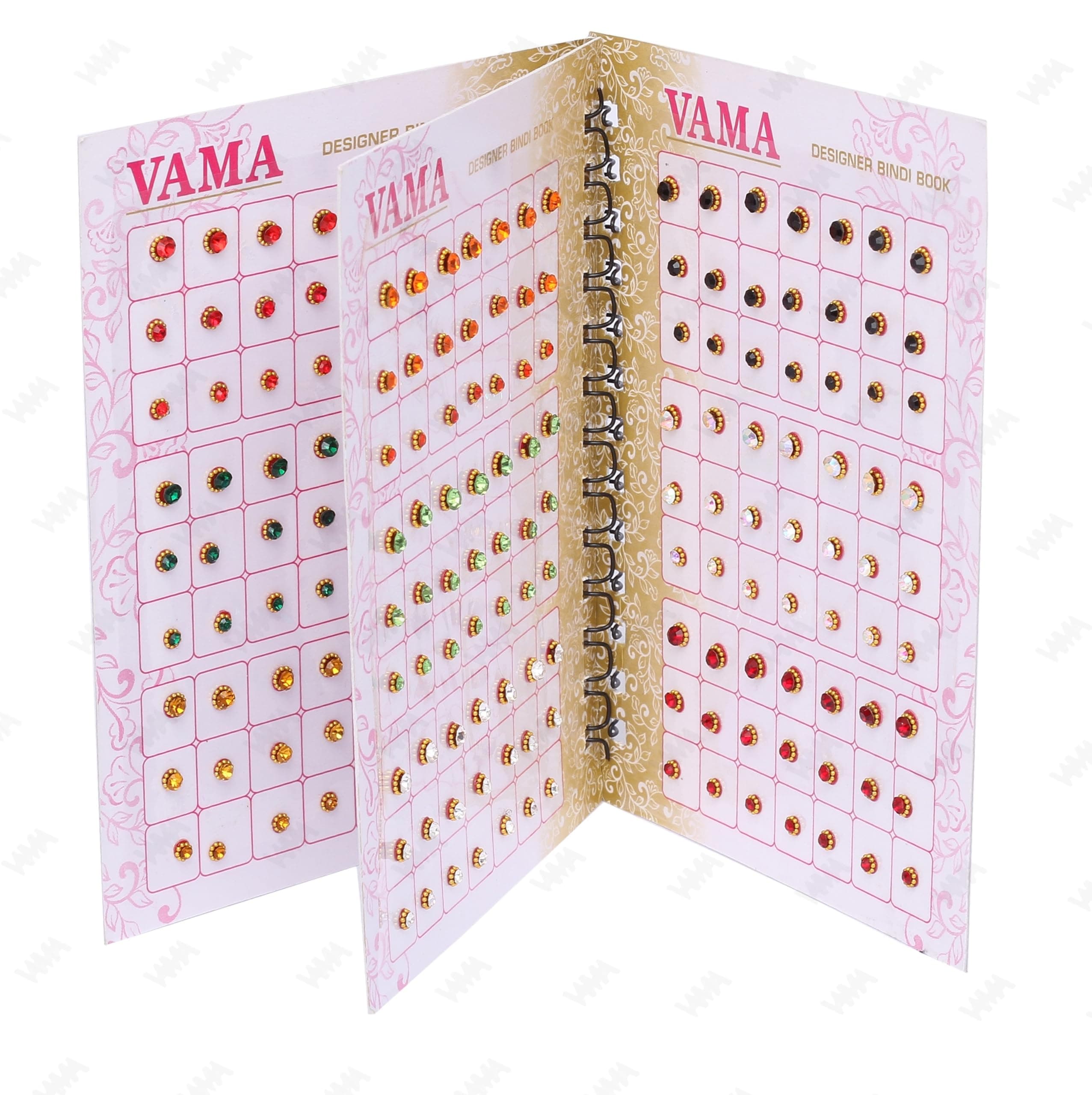 VAMA Multicolour Small Stone Bindis Kumkum Forehead Sticker Bindiya Bindi Booklet for Girls & Women - 252 Diamond Sticker Bindis Book