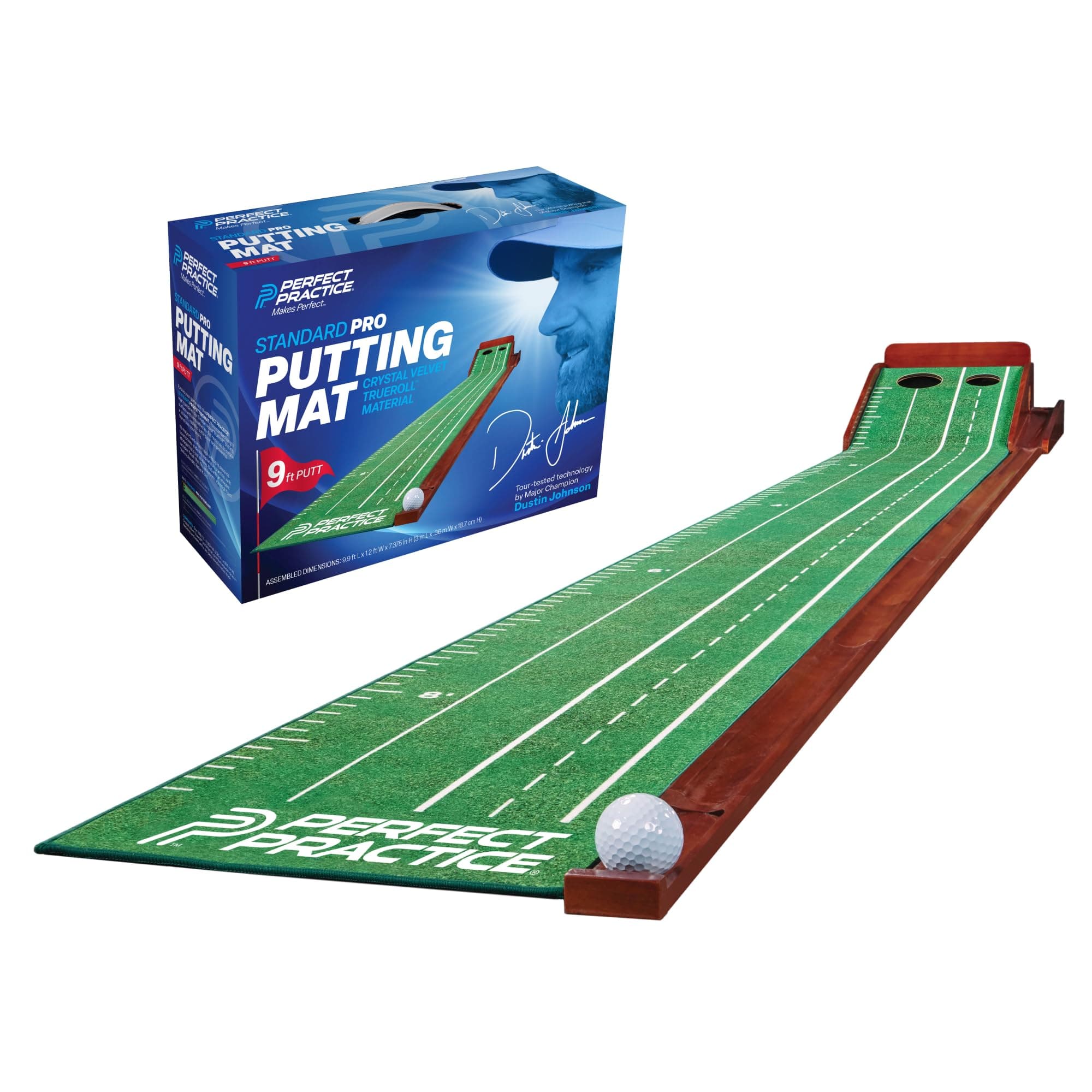 PERFECT PRACTICE Putting Mat- Indoor and Outdoor Golf Putting Mat with Auto Ball Return