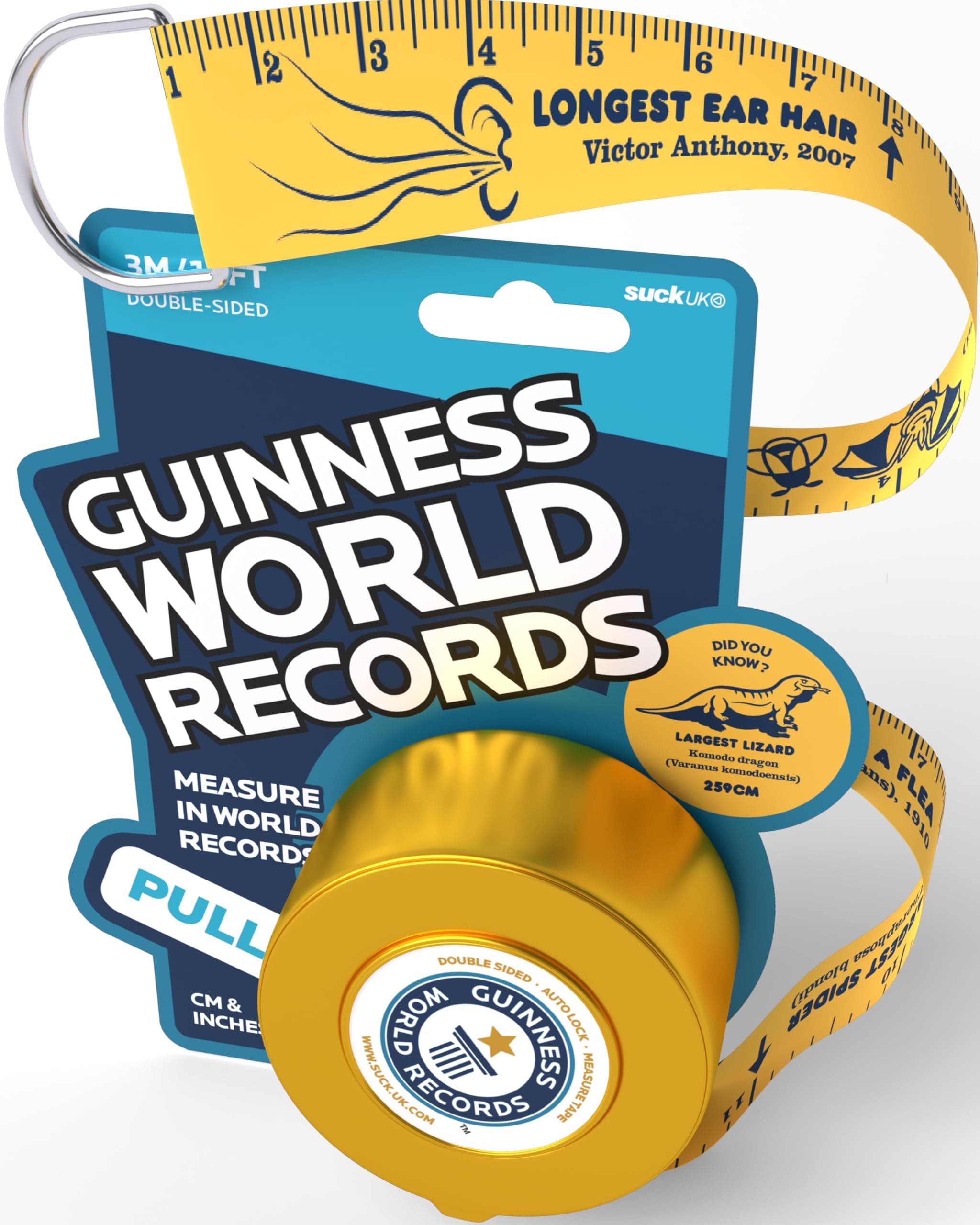 Guinness World Records 2026 | Kids Tape Measure | Funny Measuring Tape | Fun Fact 3m Double Sided | Filled With Silly Facts | Novelty Retractable Tool | Stocking Fillers For Kids | Party Bag Fillers