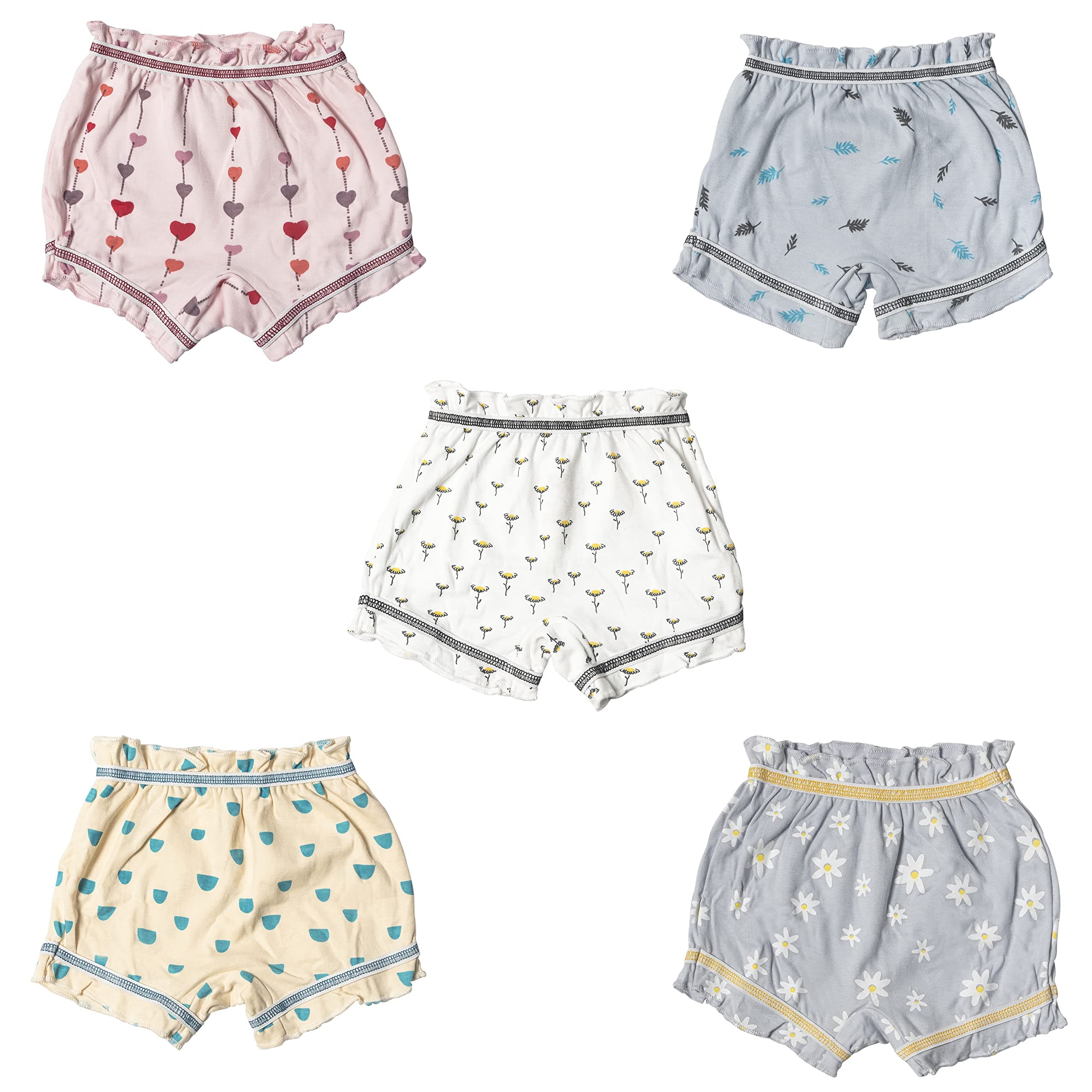 BabyButtons Girl's Cotton Lovely Printed Cute Assorted Bloomers (Pack of 5)