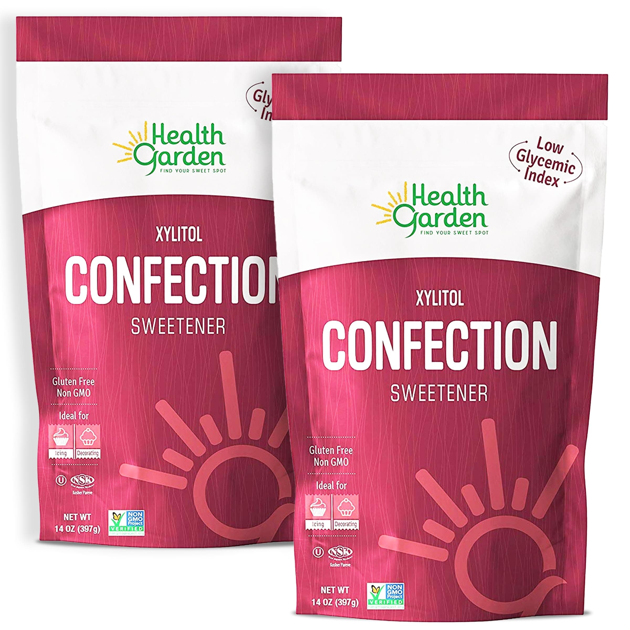 Health Garden Birch Xylitol Confection Sweetener - Non GMO - Kosher - Made in the U.S.A. - Keto Friendly (14 oz x2)