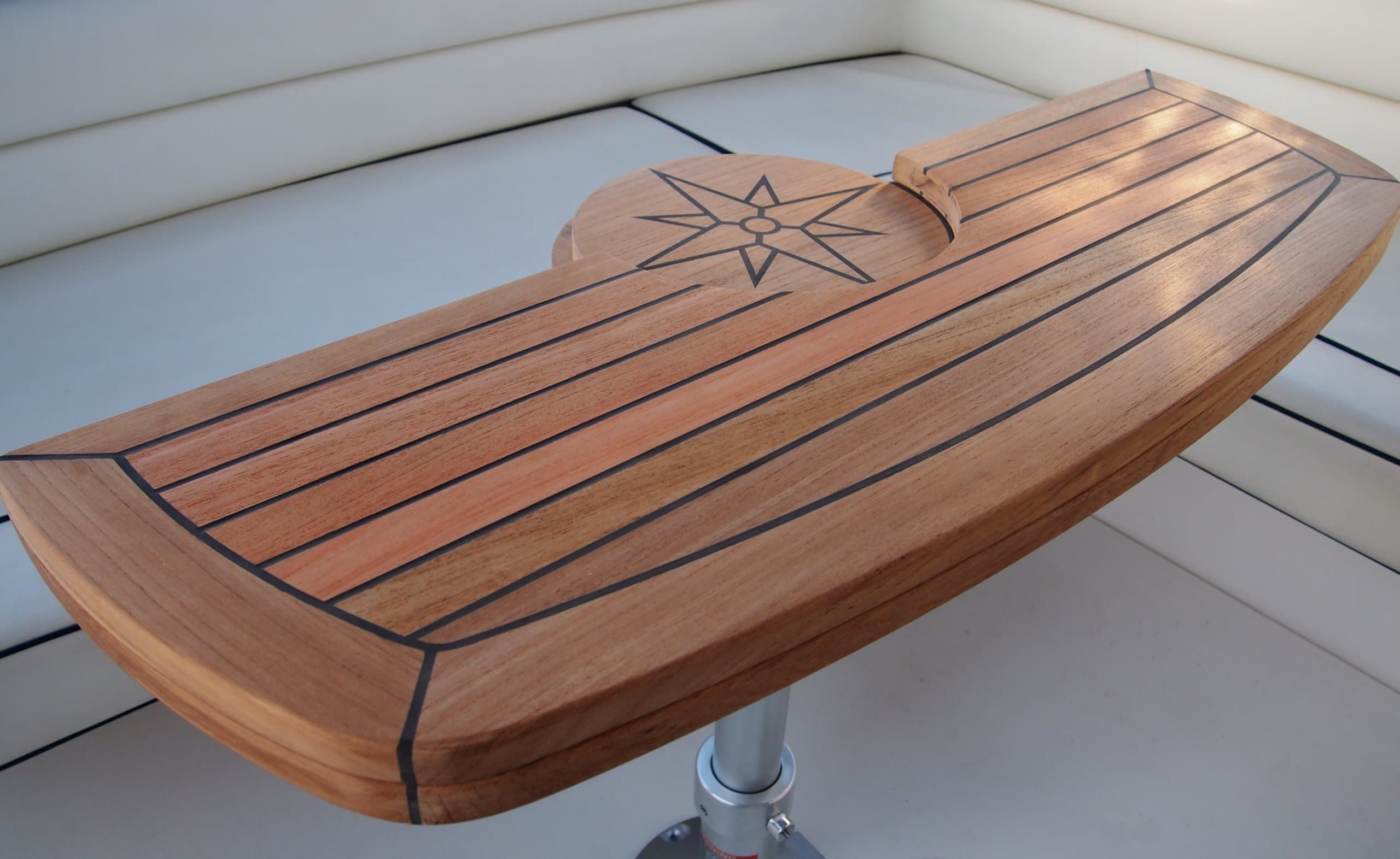 Nautic Star Circle Marine Boat Teak Folding Table - Two