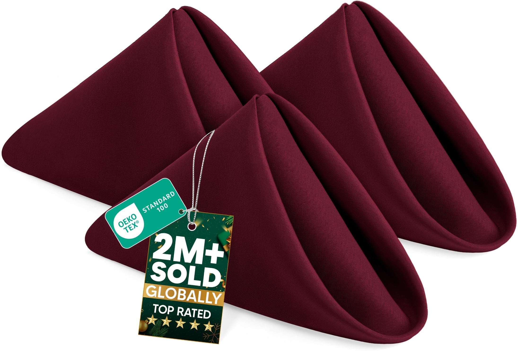 Utopia Home Burgundy Cloth Napkins (12 Pack, 20x20 Inches), Ideal Dinner Napkins for Party, Wedding and Lunch/Dinner
