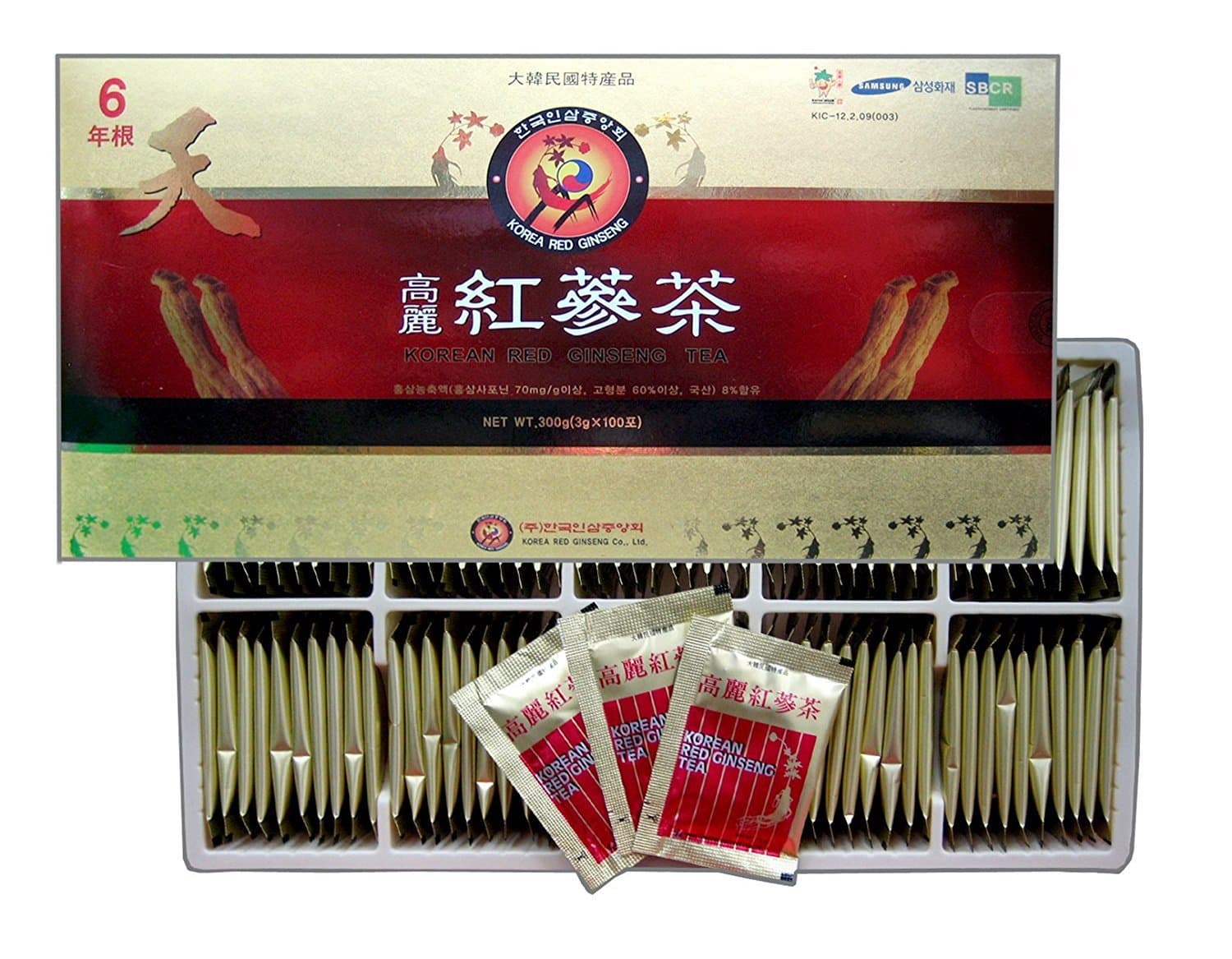 Korean Red Ginseng Tea 3g x 100 Packets, Ginseng Tea, Made in Korea - 6 Year Roots