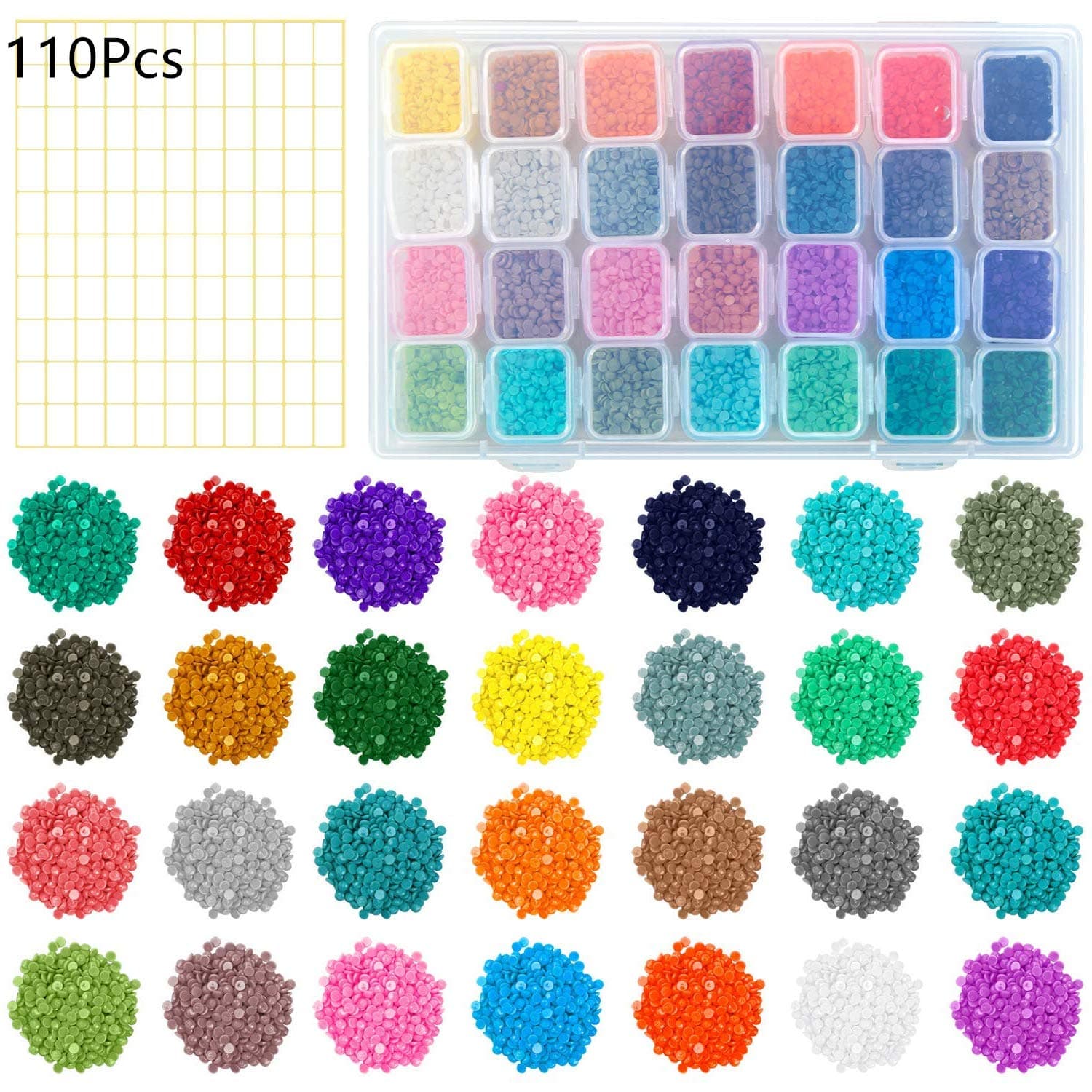LuLyL 28 Colors Replacement Diamond Painting Diamonds with Adjustable 28 Grids Diamond Storage Boxes and 110 Pieces Marker Label for Missing Drills Replacement (Round Diamonds)