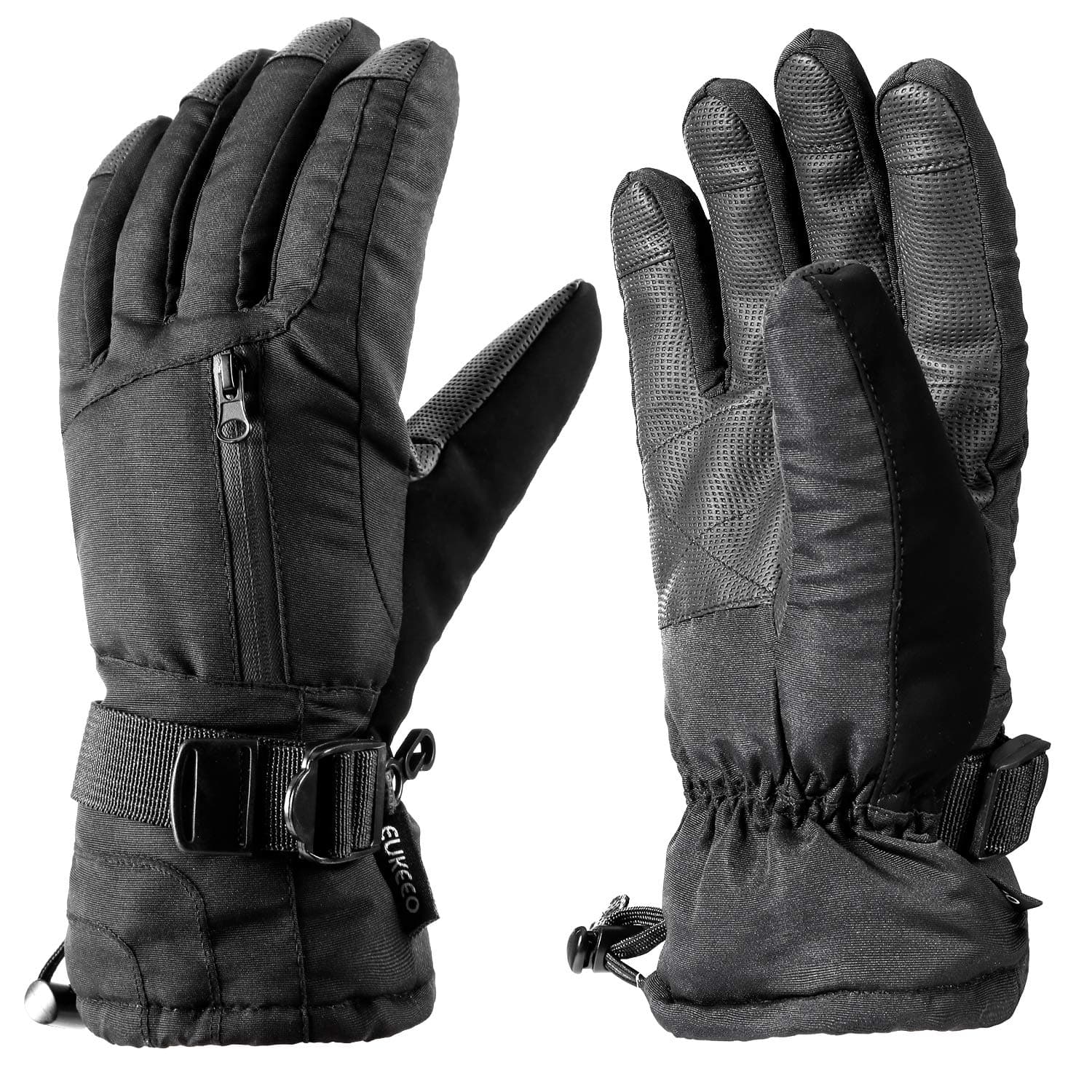 ENKEEO Ski Gloves Winter Snow Insulated Cold Weather for Men Women Black