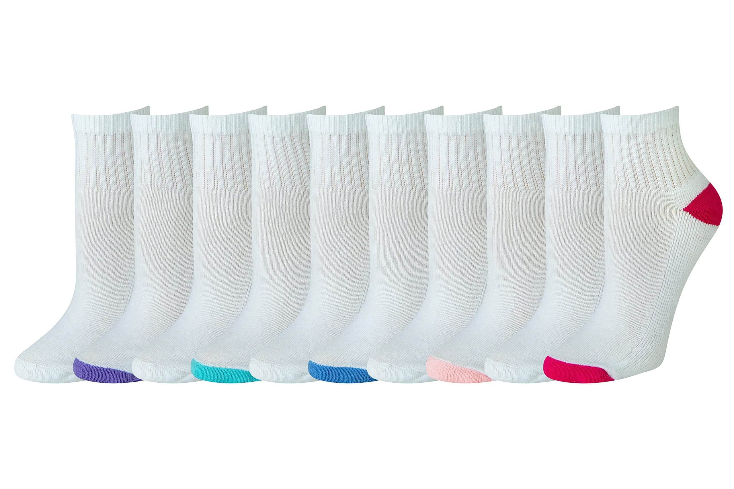 Women's Cotton Ankle Socks, Lightly Cushioned, 10 Pairs