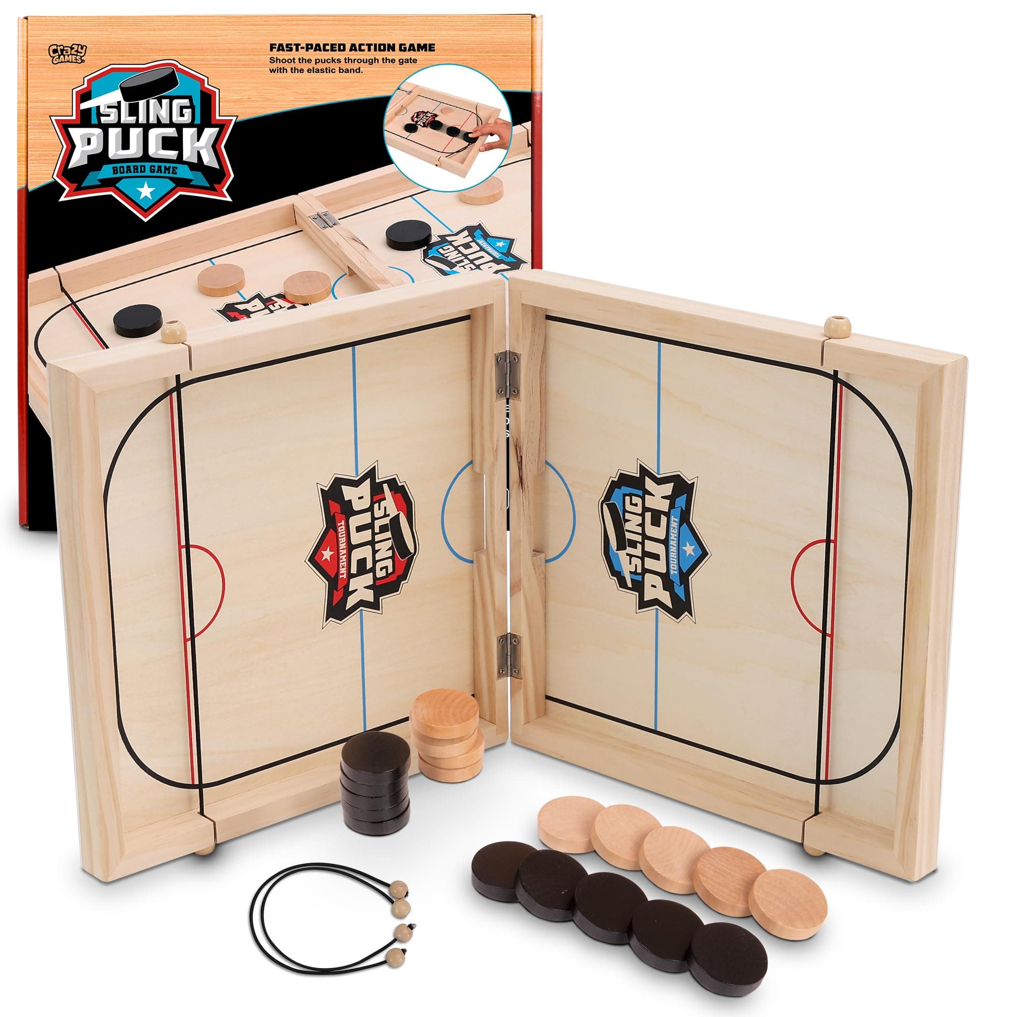 - Fast Sling Puck Game - Super Winner Slingshot Puck Board Game - Sling It Shot 2 Player Hockey Table for Kids, Teen and Adults - Christmas Indoor Family Tabletop Games