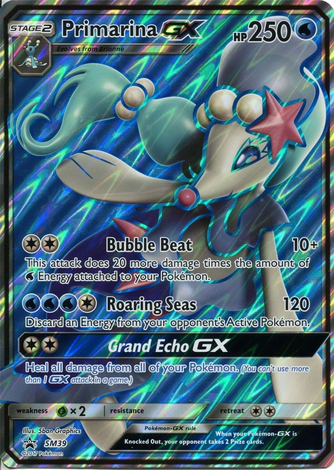 Pokemon Primarina GX SM39 JUMBO Holo Card