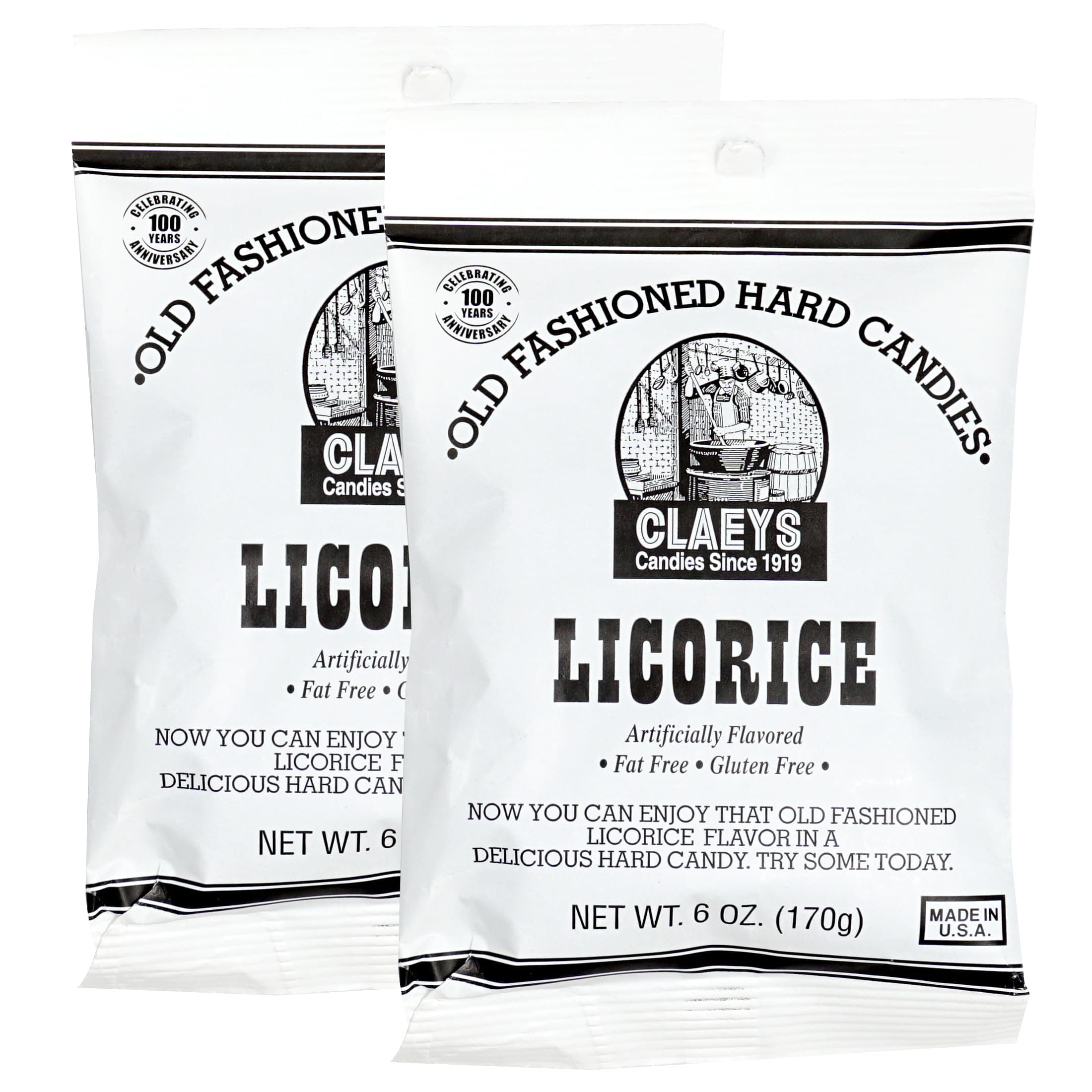 The Hampton Popcorn Company Claeys Sanded Licorice Drops, 6 Oz Bag - 2 Pack, Hard Sour Candy, Licorice Flavored Candy