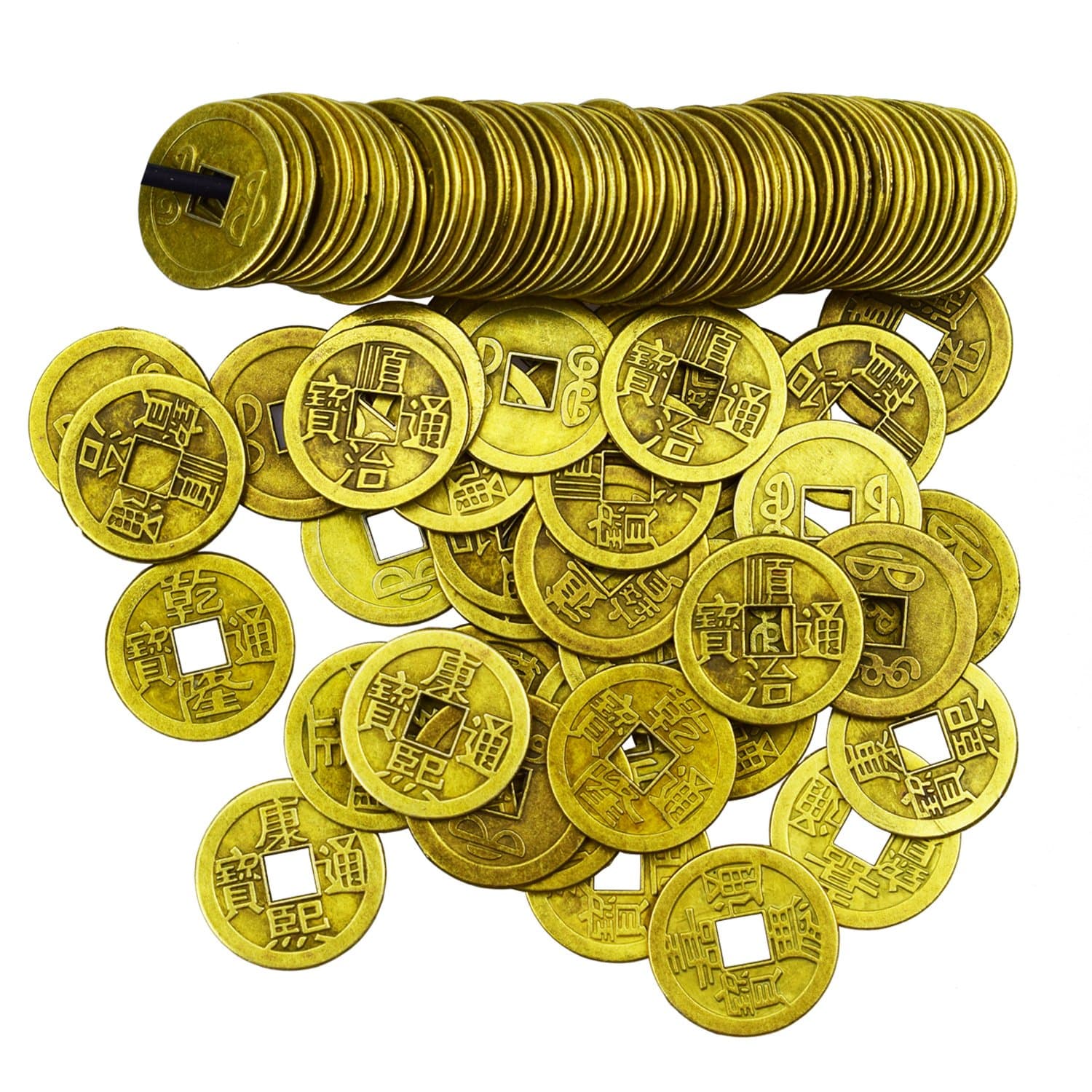 100 Pieces 1 Inch Chinese Fortune Coins Feng Shui I-Ching Coins Chinese Good Luck Coins Ancient Chinese Dynasty Time Coin