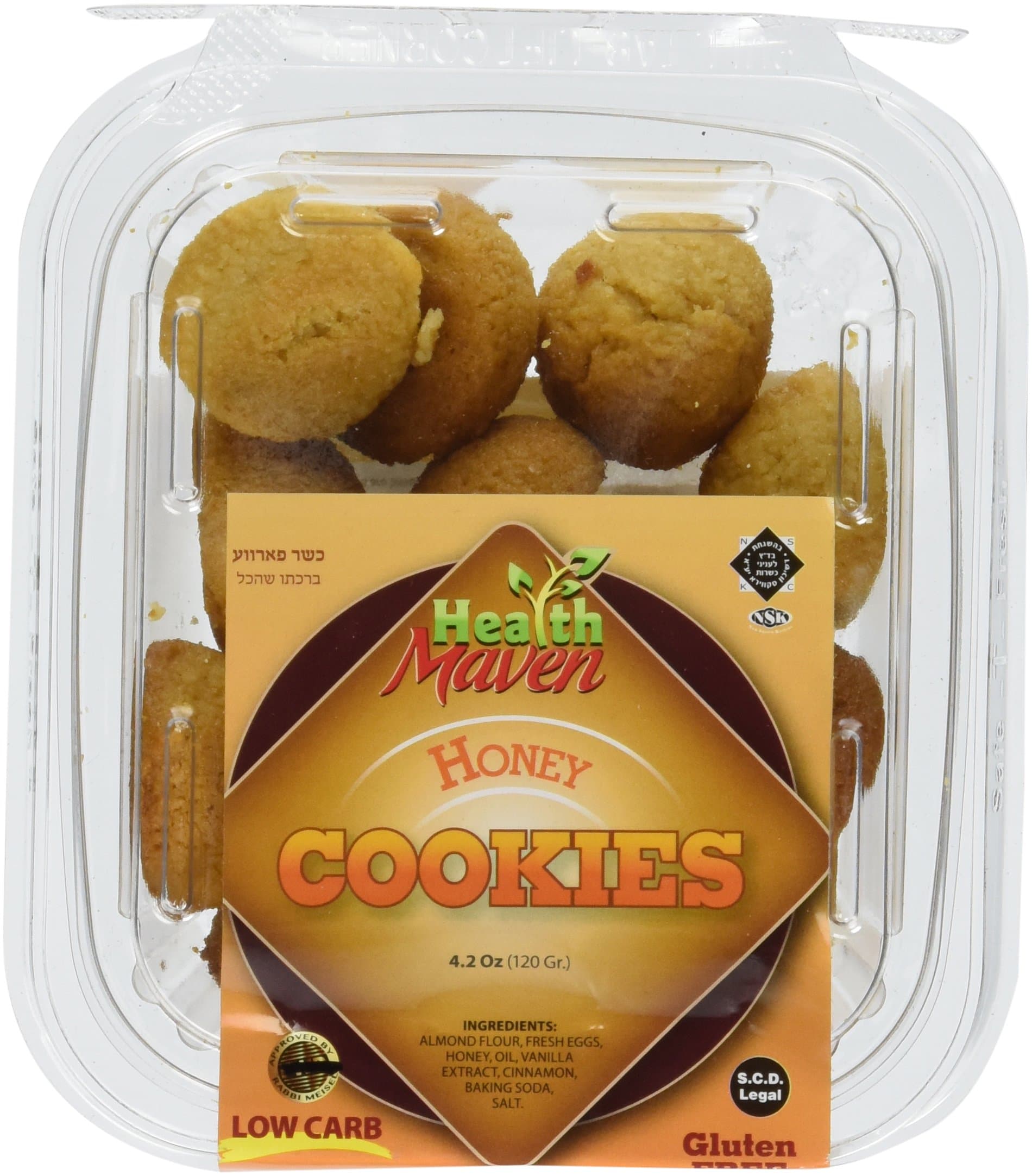 Health Maven Gluten Free Honey Cookies Low Carb, Kosher, 4.2 Oz.